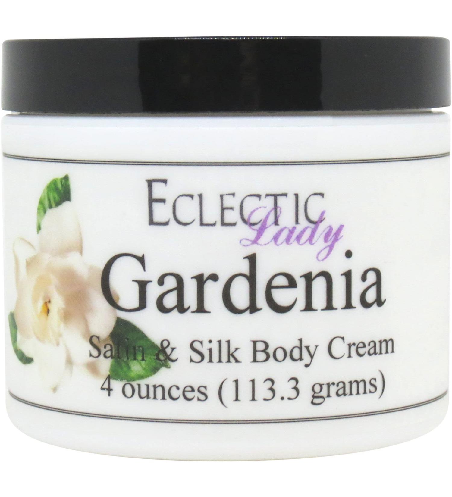 Eclectic Lady Gardenia Satin and Silk Cream Body Cream Body Lotion 4 oz - Shea Butter Aloe Silk Amino Acids Vitamin E Phthalate-Free Handcrafted in USA - Perfect For Women 4 Ounce (Pack of 1)