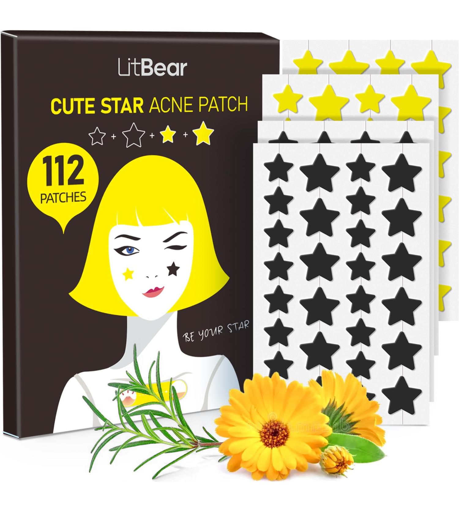 Buy LitBear Star Shaped Acne Patches - Hydrocolloid Zit Dots with Tea Tree & Centella | 112 Patches | International Shipping - Buy Online on GoSupps.com