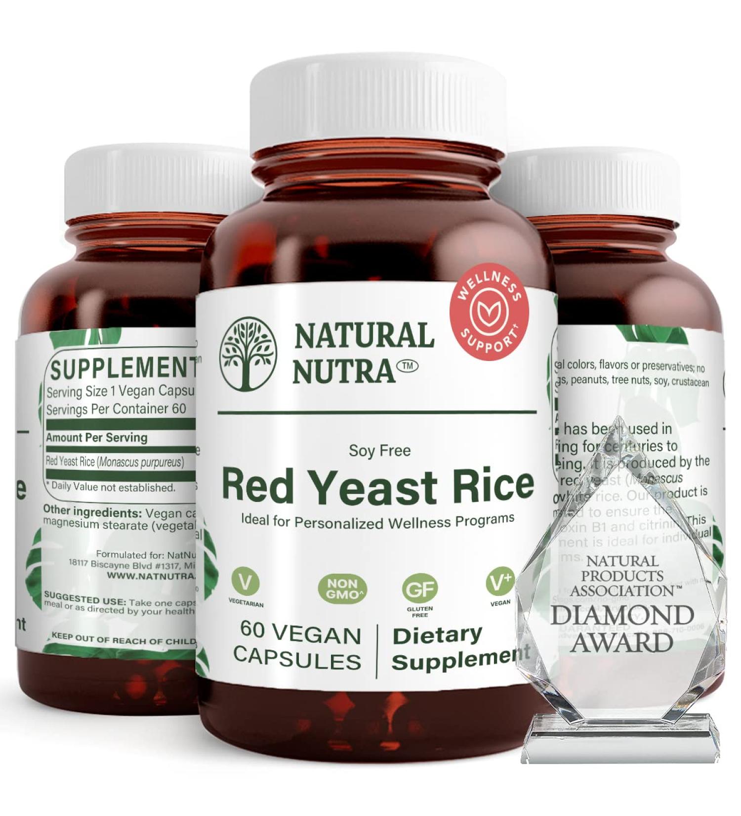 Natural Nutra Red Yeast Rice Extract with Monacolin K 600mg - Cholesterol and Cardiovascular Support - Gluten Free - 60 Capsules - Buy Online on GoSupps.com