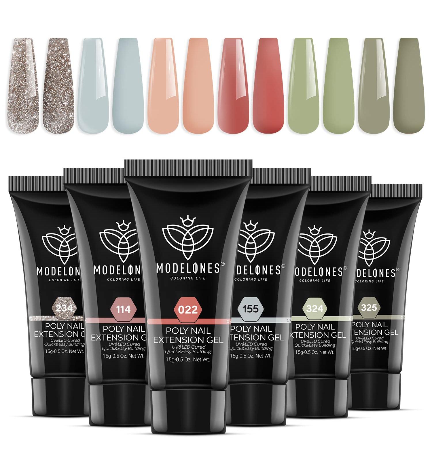 Modelones 6 Colors Poly Nail Gel Set - 2023 Spring Sunny Poly Nail Extension Kit - Buy Online on GoSupps.com