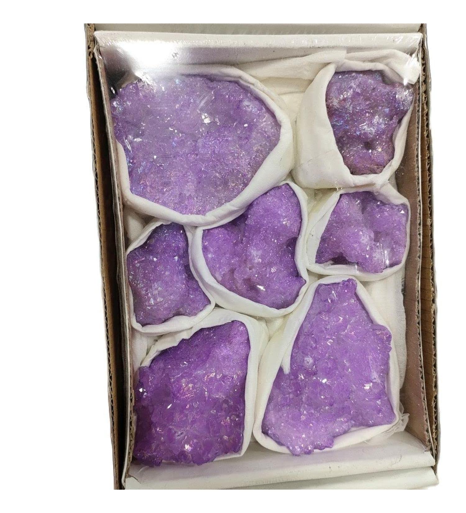 Specimen Purple Titanium Rainbow Aura Lemurian Quartz Cluster Crystal Specimen Gifts Home Decoration - Buy Online on GoSupps.com