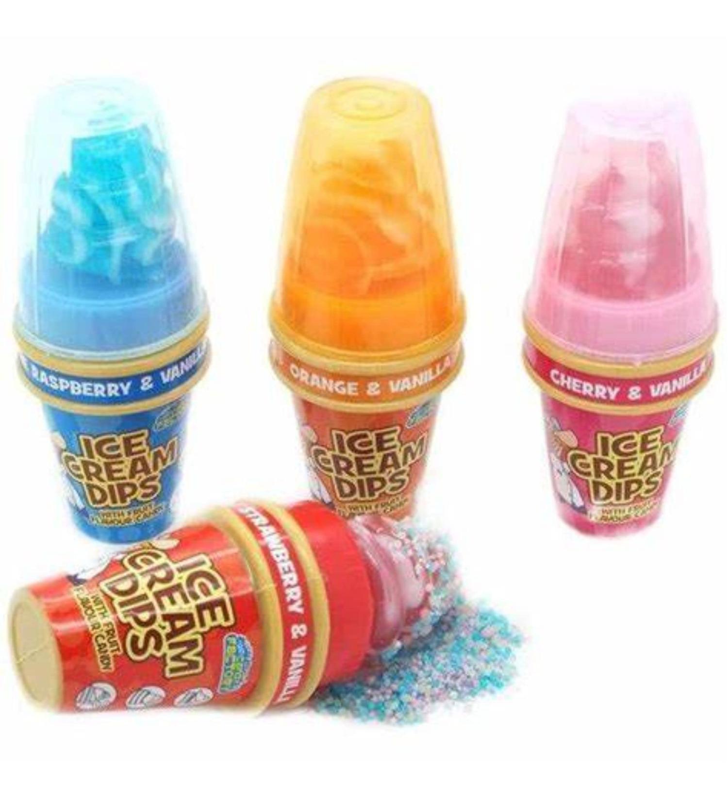 Crazy Candy Factory Ice Cream Dips party pack of 8 .Delicious and fun. Strawberry & Cream Blue Raspberry & Cream Cherry & Cream Orange & Cream. - Buy Online on GoSupps.com