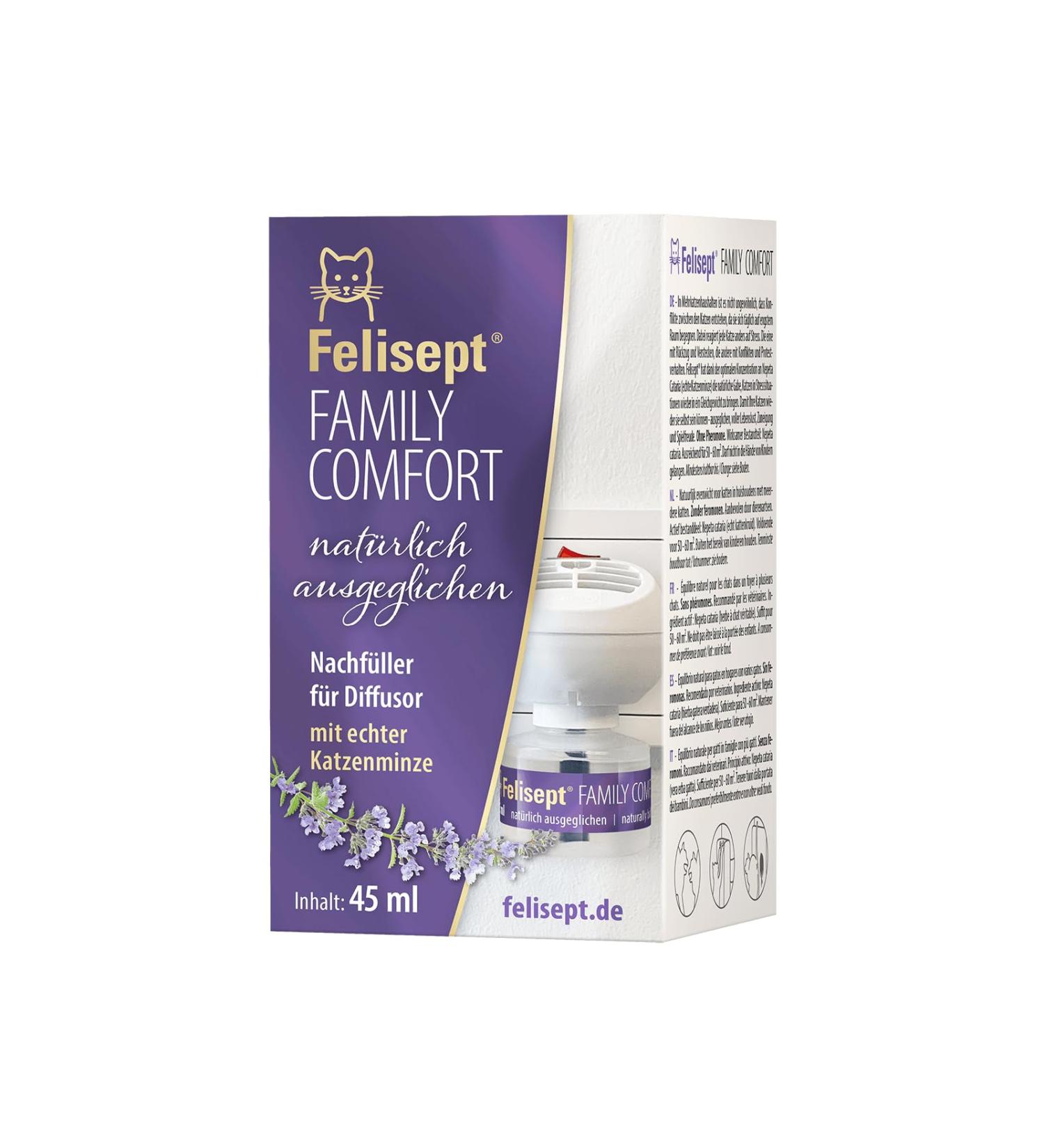 Felisept Family Comfort Refill Bottle 45ml - Natural Catnip Relaxation Agent for Multi-Cat Households | Sedative for Cats Without Pheromones - Buy Online on GoSupps.com