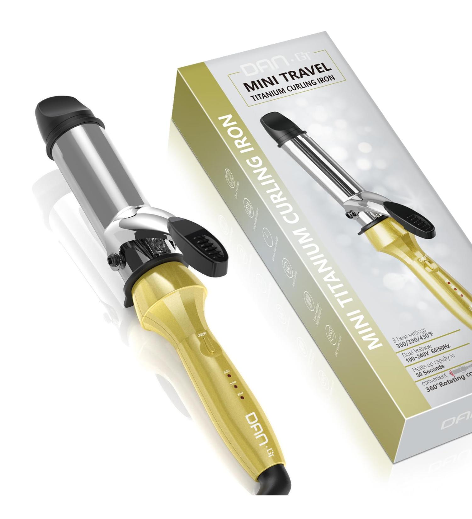 1 1/4 Inch Mini Travel Curling Iron - Dual Voltage 3 Temperatures Rapid Heating Titanium Wand - Buy Online on GoSupps.com