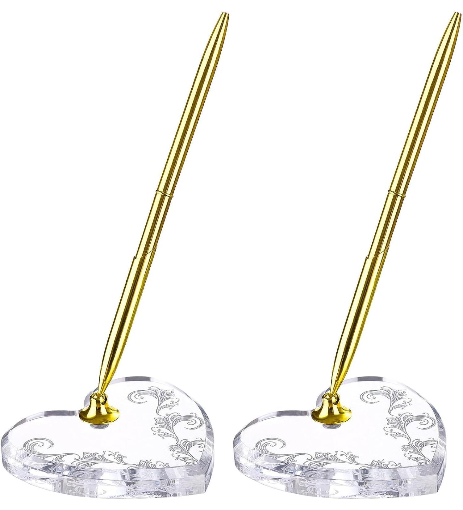 2 Sets Acrylic Heart Pen Holder With Ink Pens Signing Pen Set Guest Book Accessories For Wedding Bridal Engagement Favors Opening Ceremony Graduation Parties Office Transparent Pen Display Stand - Buy Online on GoSupps.com