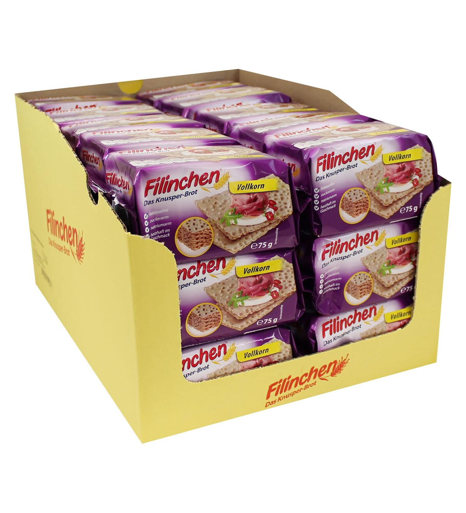 Pack of 30 Filinchen Crunchy Whole Grain Bread - Lactose Free Low Sugar & Low Sodium - 30 x 75g - Buy Online on GoSupps.com