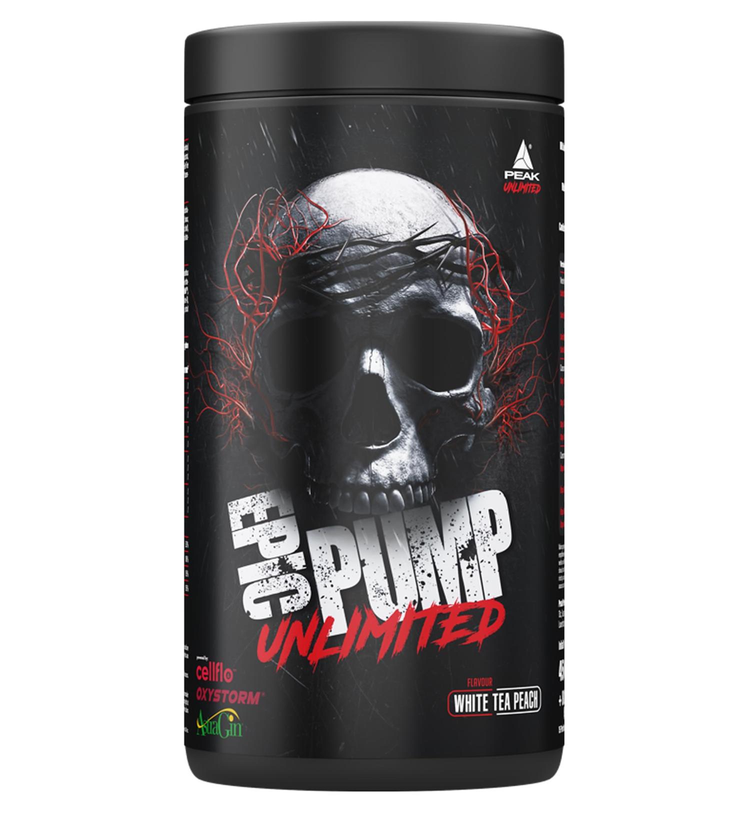 Peak Epic Pump Unlimited 546g - White Tea Peach Pre Workout Booster | 15 Portions | With Liquid Glycerol Oxystorm Cellflo6 L-Citrulline & L-Arginine | International Shipping - Buy Online on GoSupps.com