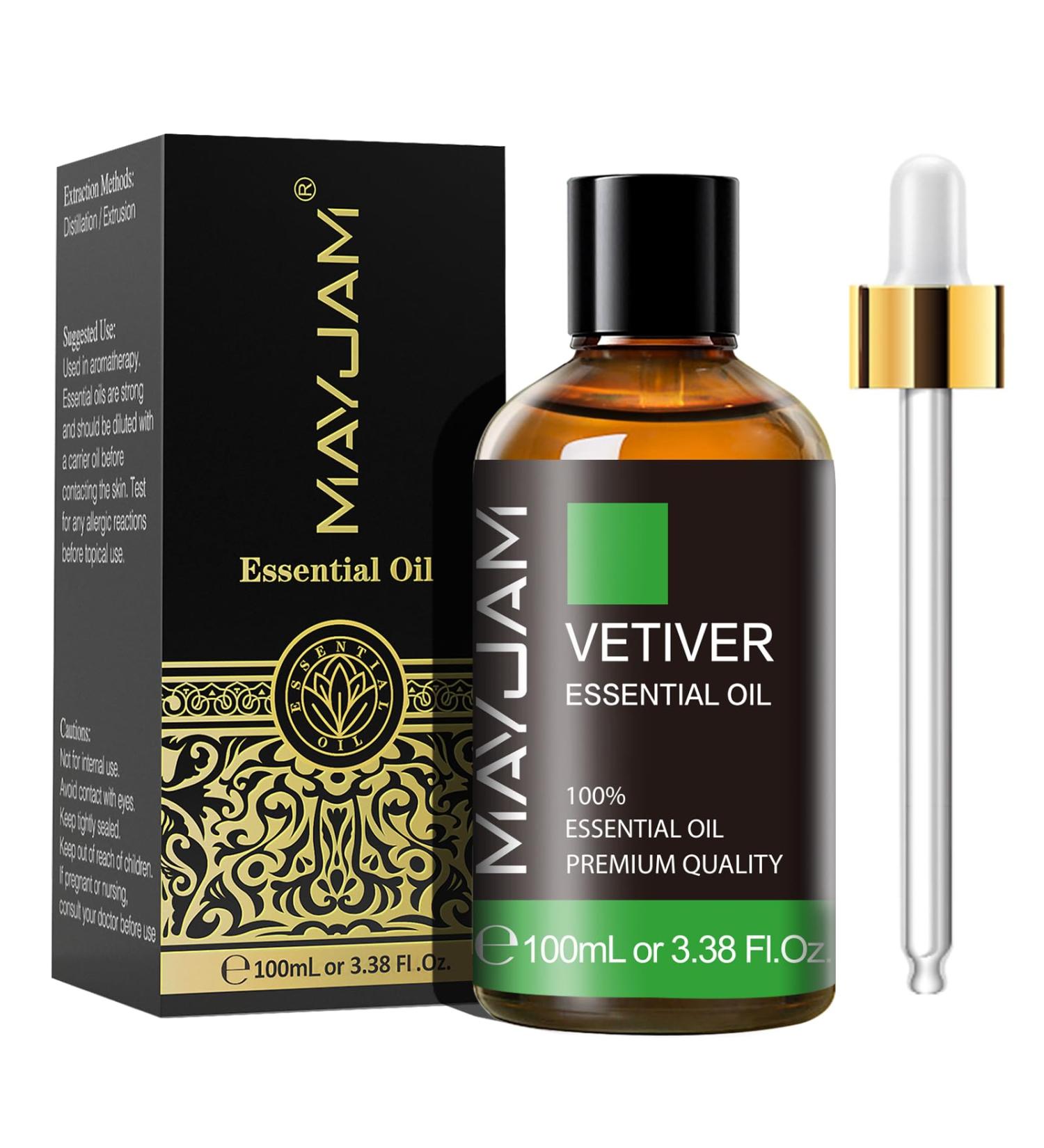 MAYJAM Vetiver Essential Oil 100ML - Premium Diffuser & DIY Oil for Home & Wardrobes | 100% Natural Aromatherapy - Buy Online on GoSupps.com