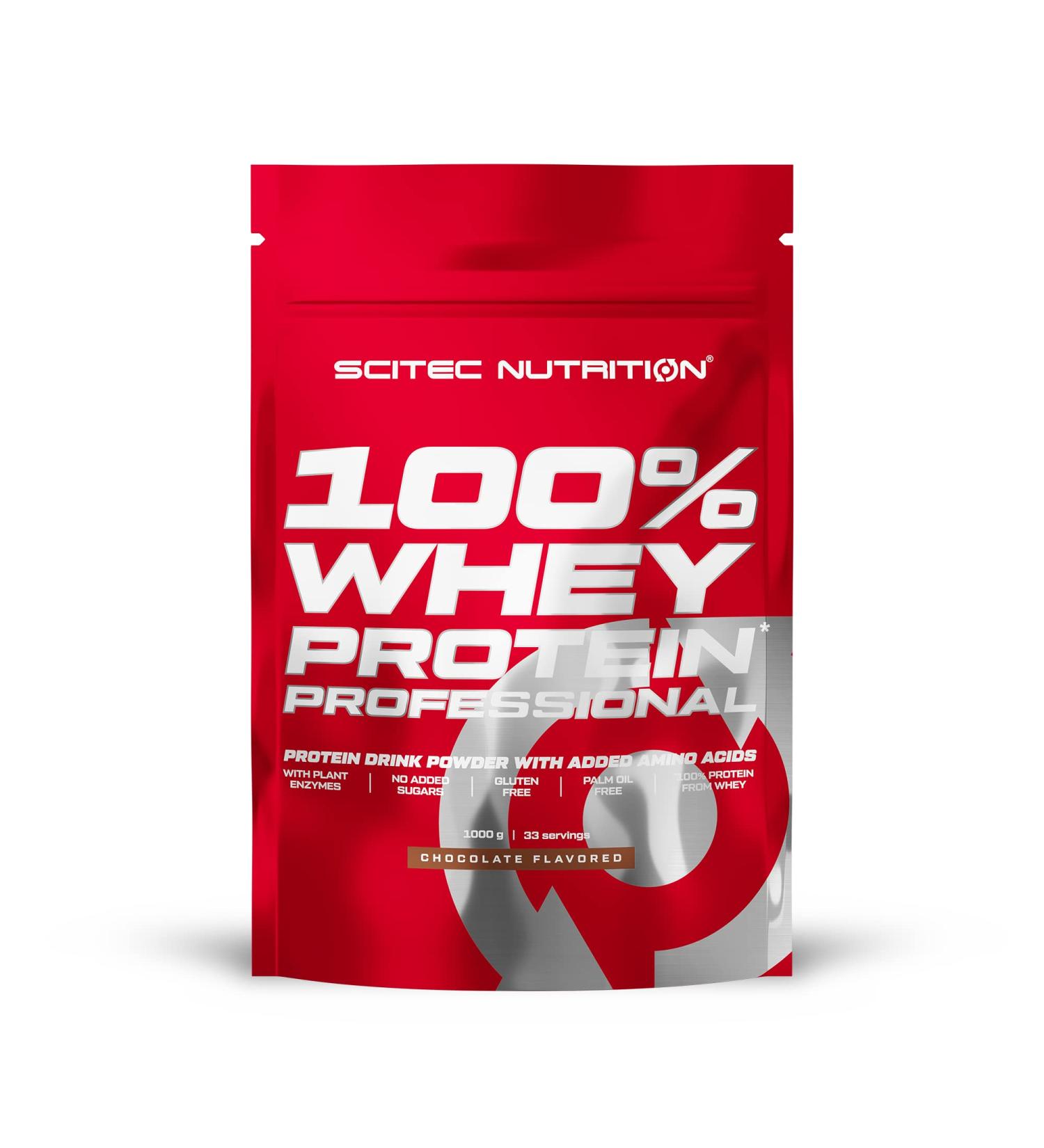 Scitec Nutrition 100% Whey Protein Professional - Gluten-Free Palm Oil-Free Chocolate Flavor - 1 kg with Amino Acids & Digestive Enzymes | Best International Shipping - Buy Online on GoSupps.com