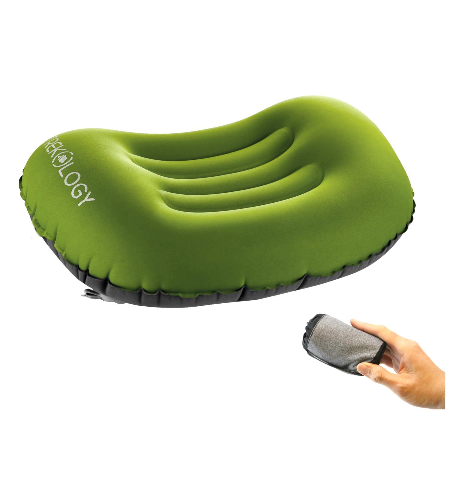 TREKOLOGY Aluft 1.0 Inflatable Camping Pillow - Comfy Backpacking Pillow for Sleep, Travel, Beach - Green - Buy Online on GoSupps.com