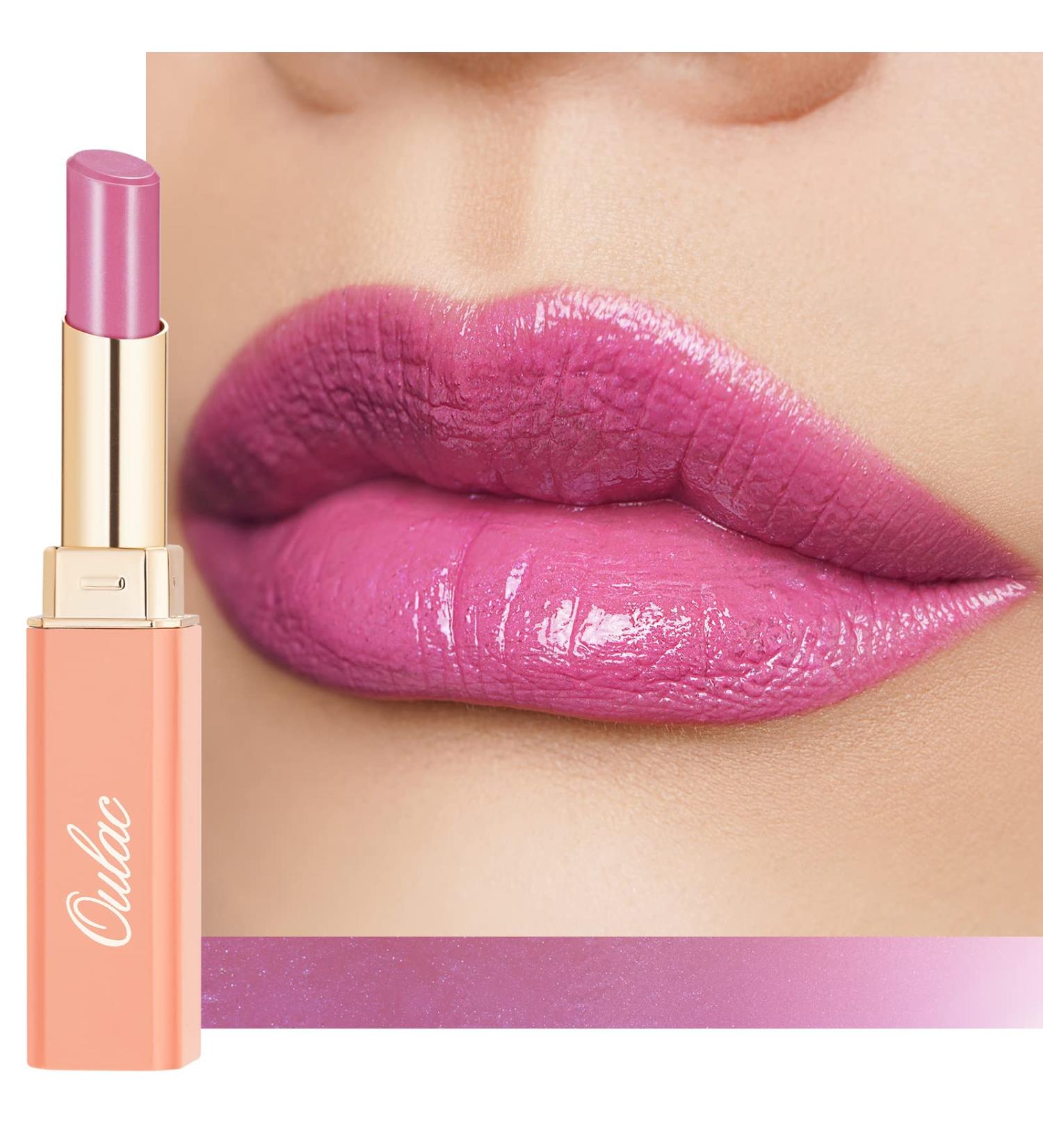 Oulac Mauve Pink Lipstick: Glossy Finish Tinted Lip Balm for Hydrated Lips | Vegan & Cruelty-Free Medium Coverage Lip Colour - Juicy Look Gloss (S4) - Buy Online on GoSupps.com