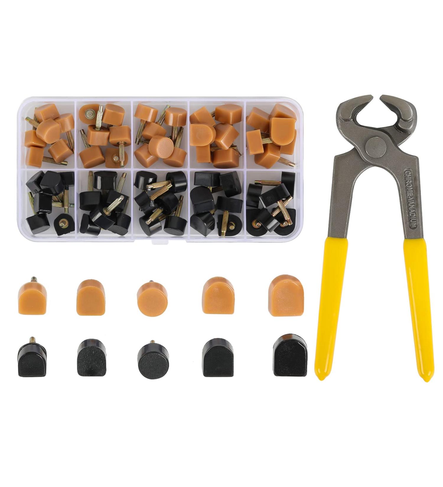 YEHAM 30 Pairs High Heel Shoes Replacement Tips - Round & Square Heel Repair Caps with 6 Heel Pliers - Black & Beige Colors - Buy Online on GoSupps.com