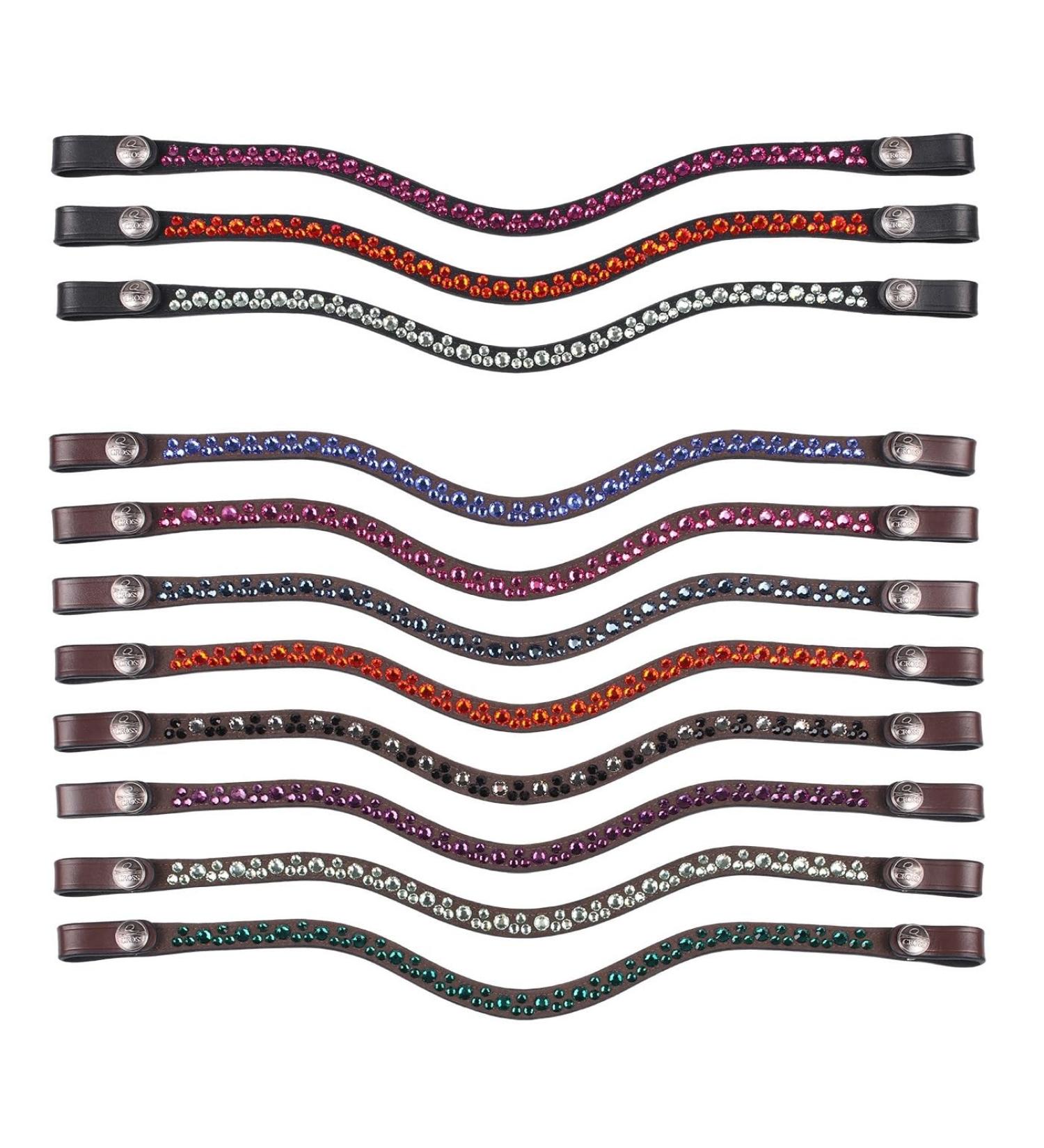 Netproshop Leather Forehead Straps Eldorado Wave Shape with Rhinestone for Brass COB/Full - Brown Paradise - Full Size - Buy Online on GoSupps.com