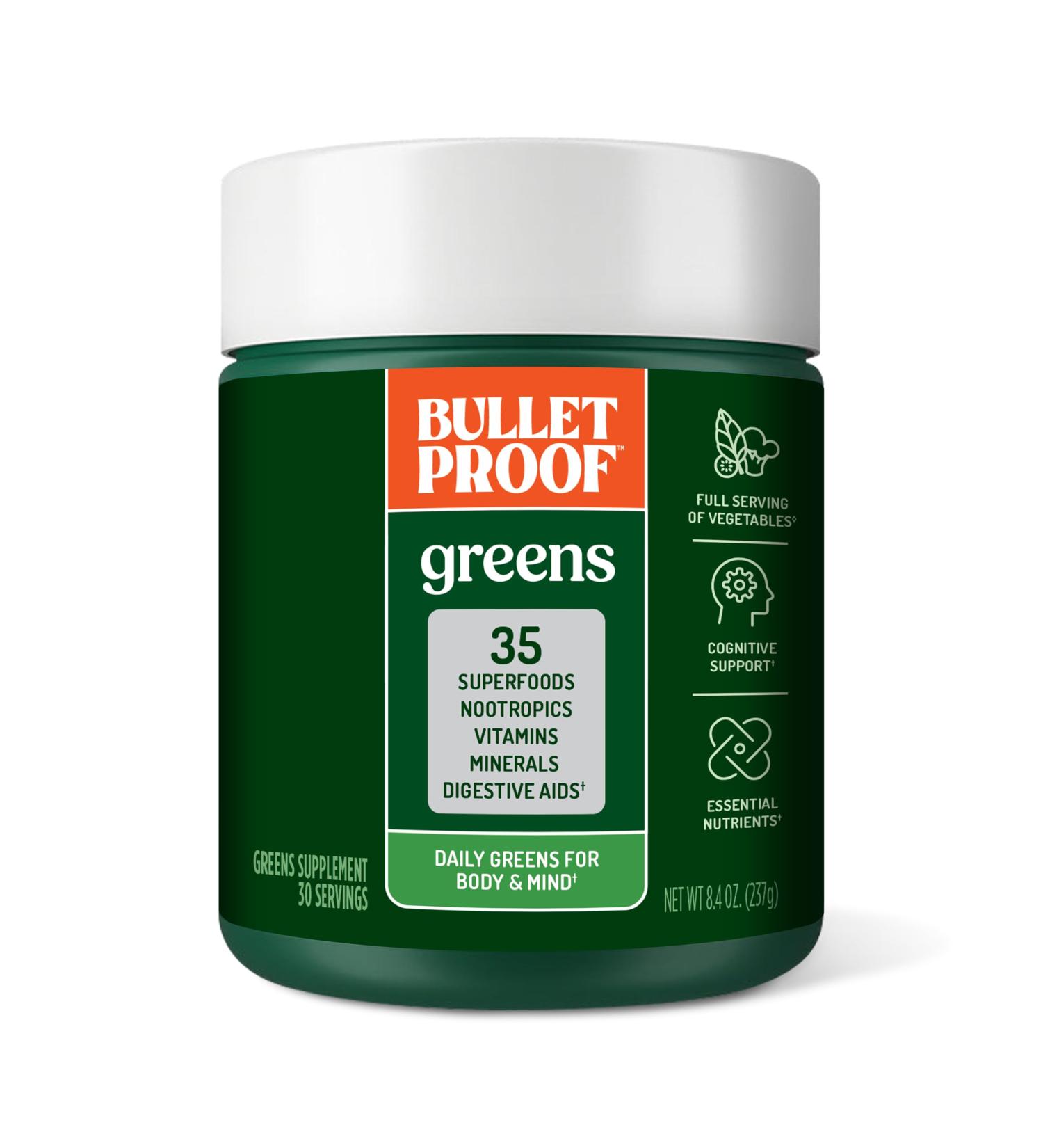 Bulletproof Greens 8.4 Ounces Daily Greens Powder with Superfoods and Nootropics Full Serving of Vegetables Essential Nutrients 8.4 Ounce (Pack of 1) - Buy Online on GoSupps.com