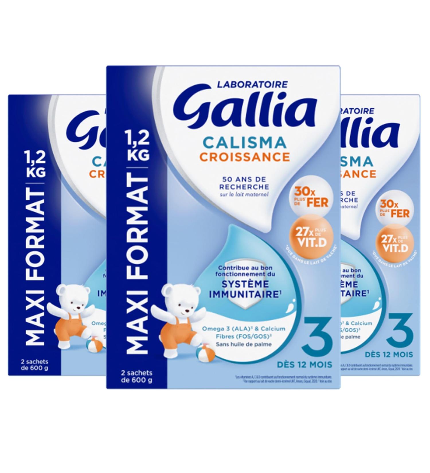Laboratoire Gallia - Calisma Croissance 3 me ge - Lait en Poudre pour B b - Sans Huile de Palme - Lait B b d s 12 mois - Lot de 3x1 2kg - Buy Online on GoSupps.com