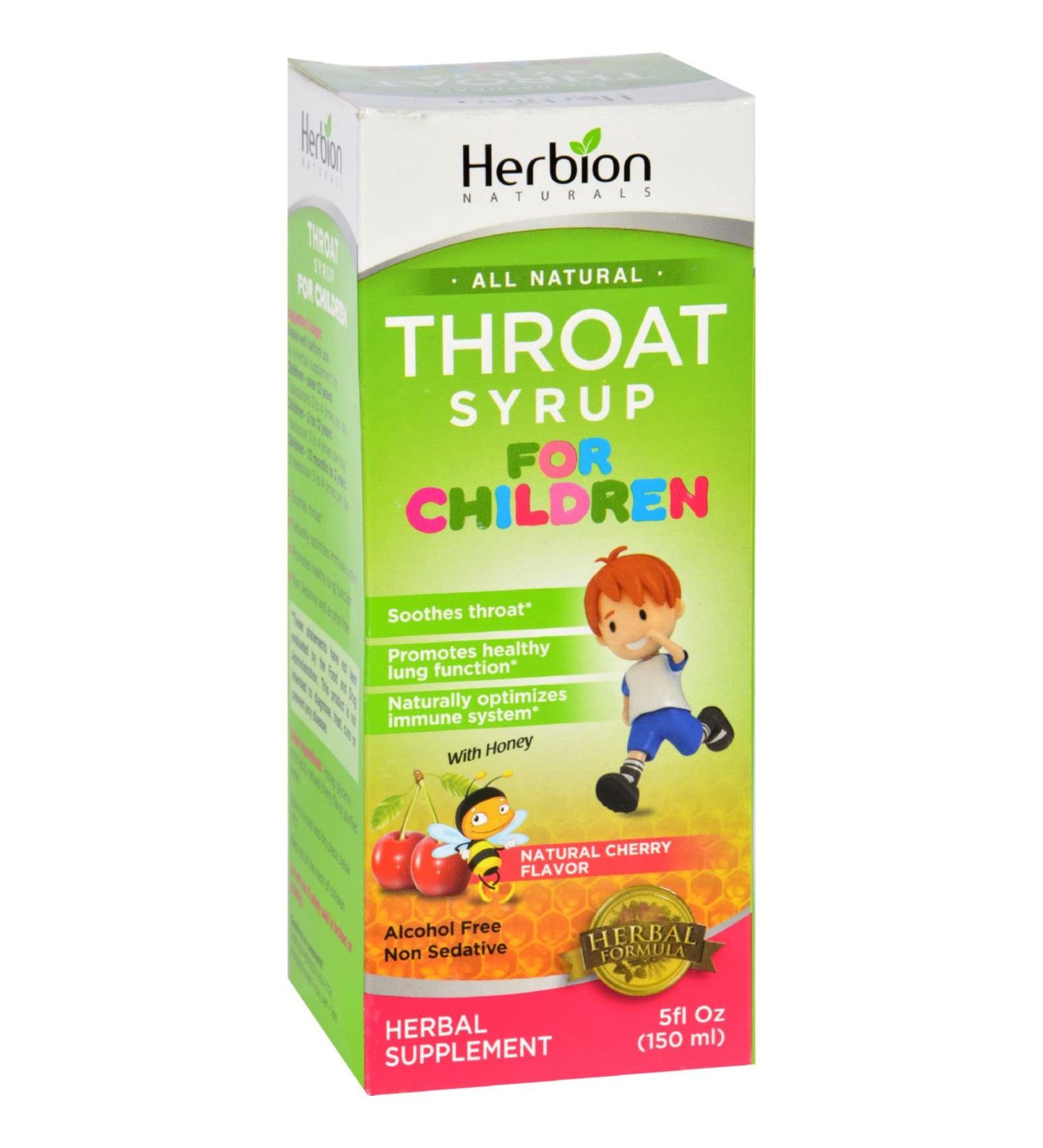 2 Pack of Herbion Throat Syrup - All Natural - Cherry - for Children - 5 oz - Gluten Free-Dairy Free -