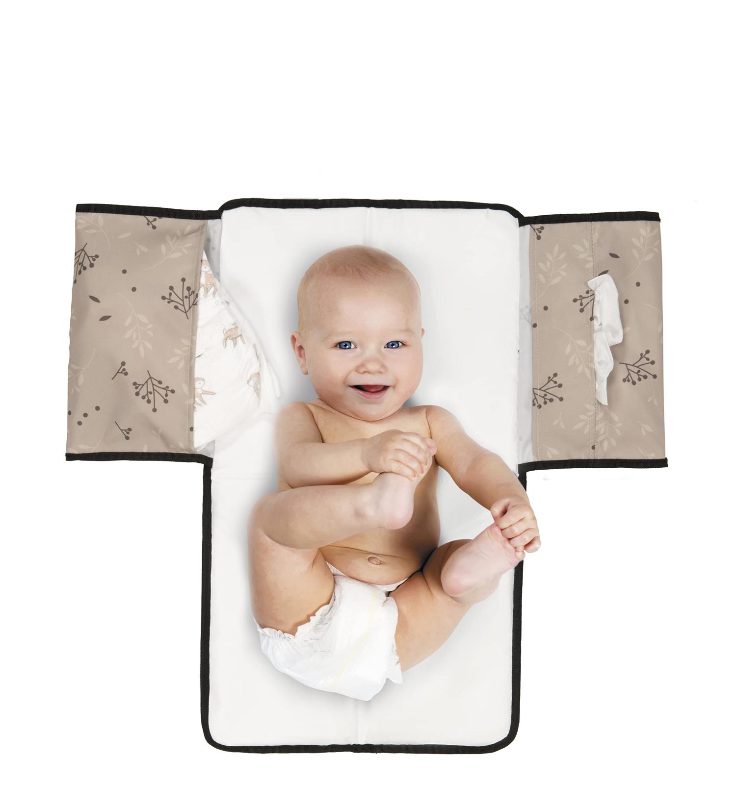 Dooky Wrap Pad for On-the-Go - 60x34 cm Romantic Leaves Beige - Easy Washable Baby Diaper Pad & Pocket - Premium Quality Materials - Buy Online on GoSupps.com