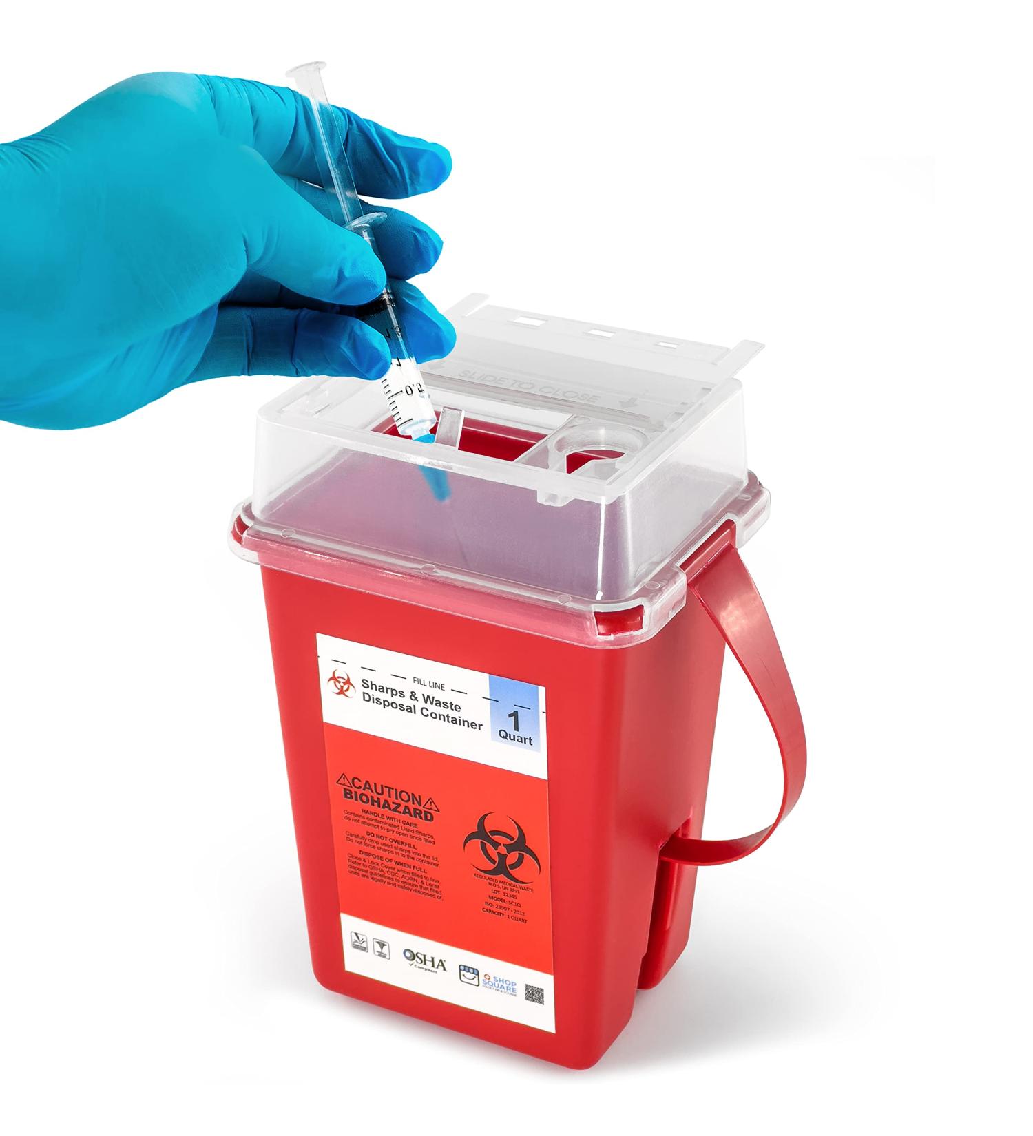 Sharps Container for Safe Needle Disposal - 1 Quart, 1 Pack | Home Biohazard Waste Container - Buy Online on GoSupps.com