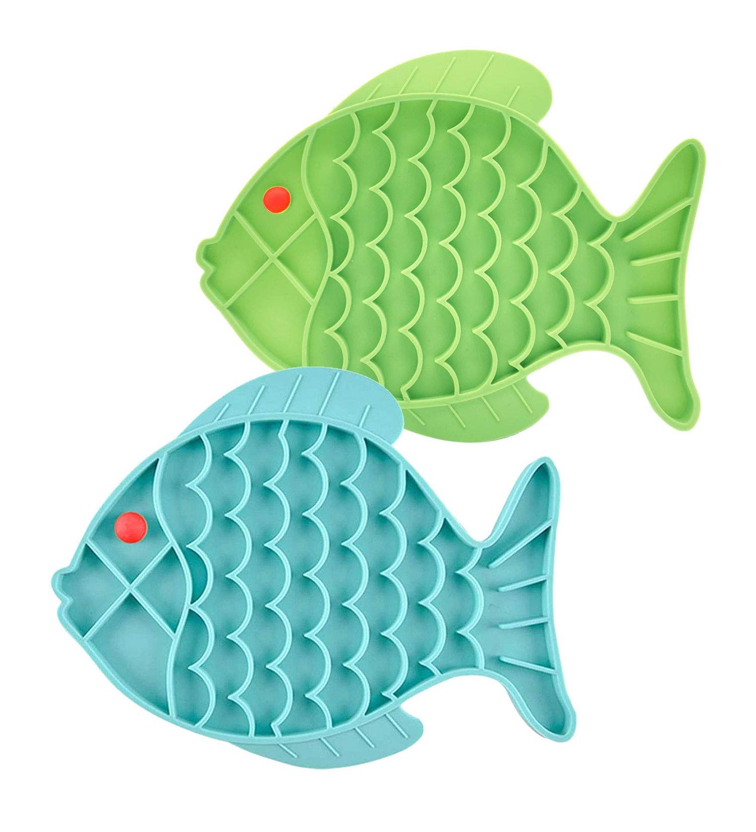 LDER Cat Slow Feeder 2 Pack Fish-Shaped Lick Mat for Cats & Dogs - Anxiety Relief & Puzzle Feeder Bowl - Fun Alternative to Traditional Bowls - Buy Online on GoSupps.com