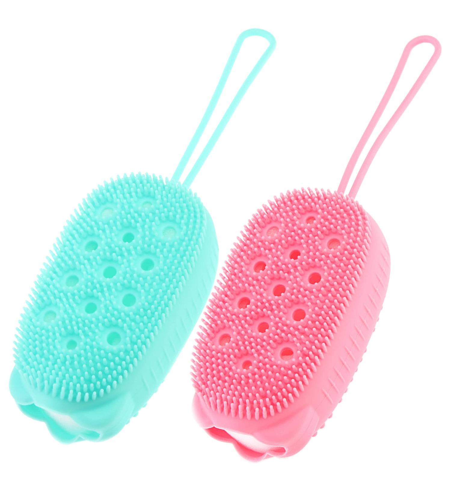 Draduo Silicone Double Sided Body Bath Brush - Cute Bear Design (Green&Pink) - Buy Online on GoSupps.com