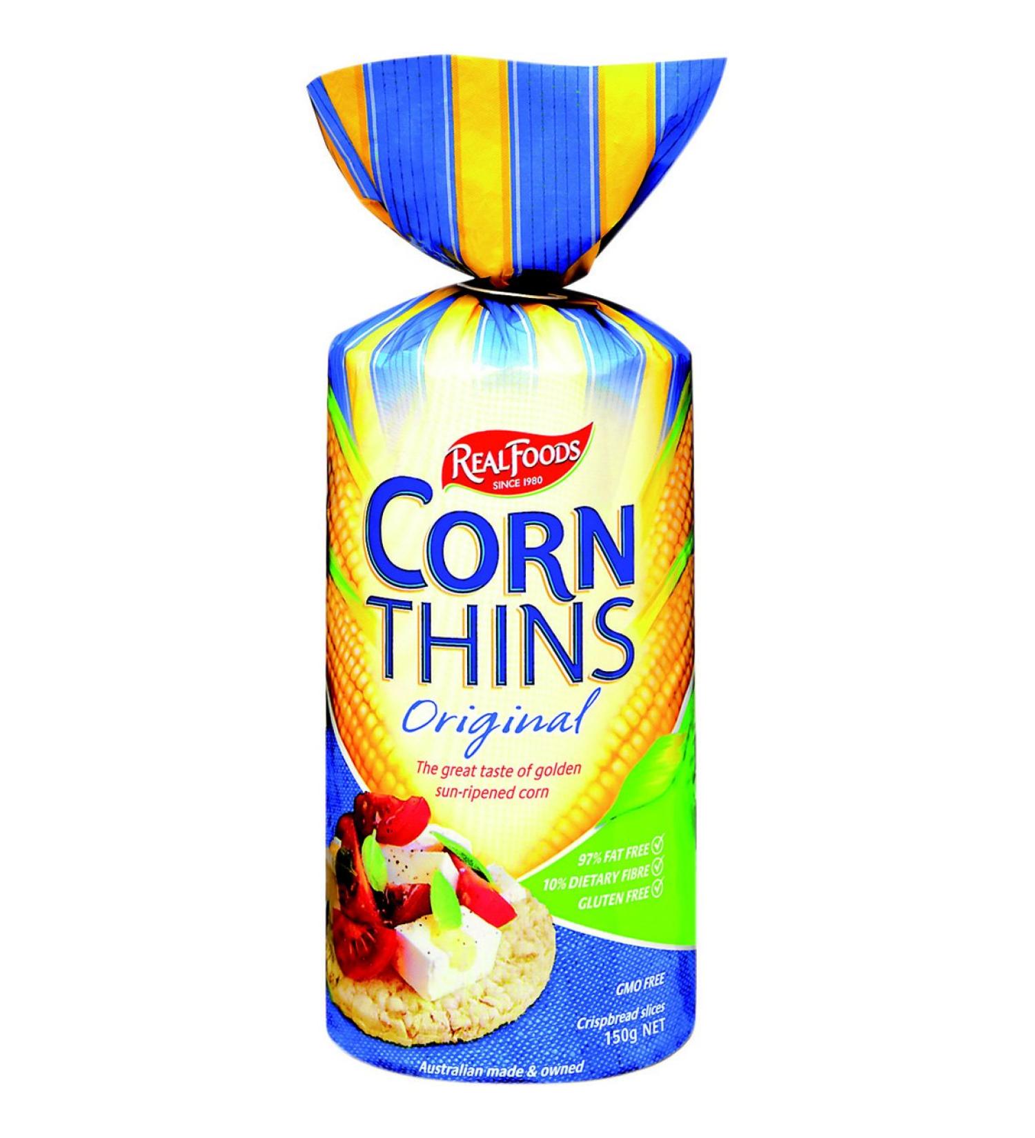 Real Foods Corn Thin ORGNL ORG, 5.3 OZ Pack of 6 5.3 Ounce (Pack of 6)