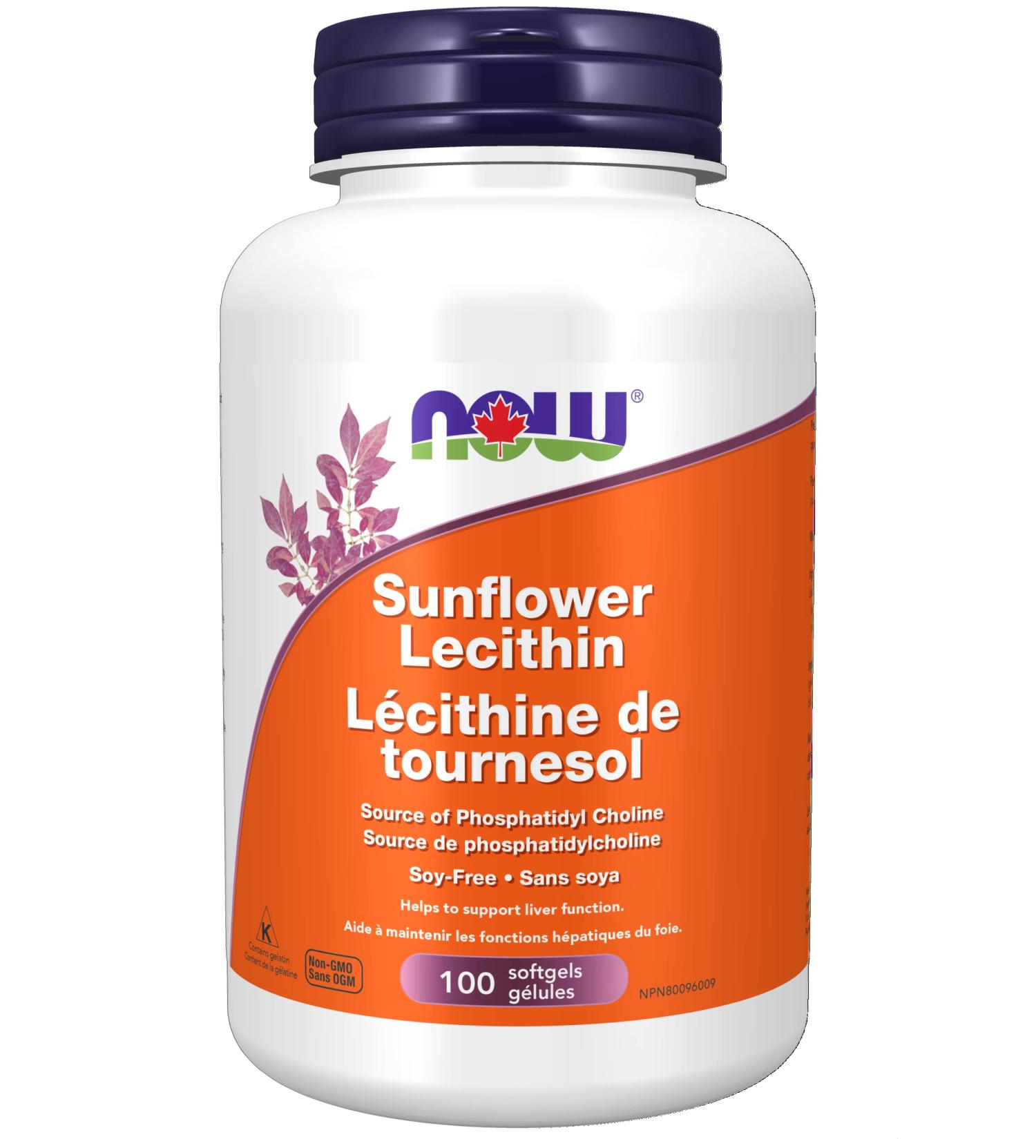 Now Foods Sunflower Lecithin 1200mg Non-GMO Softgels | 100 Count - Buy Online on GoSupps.com