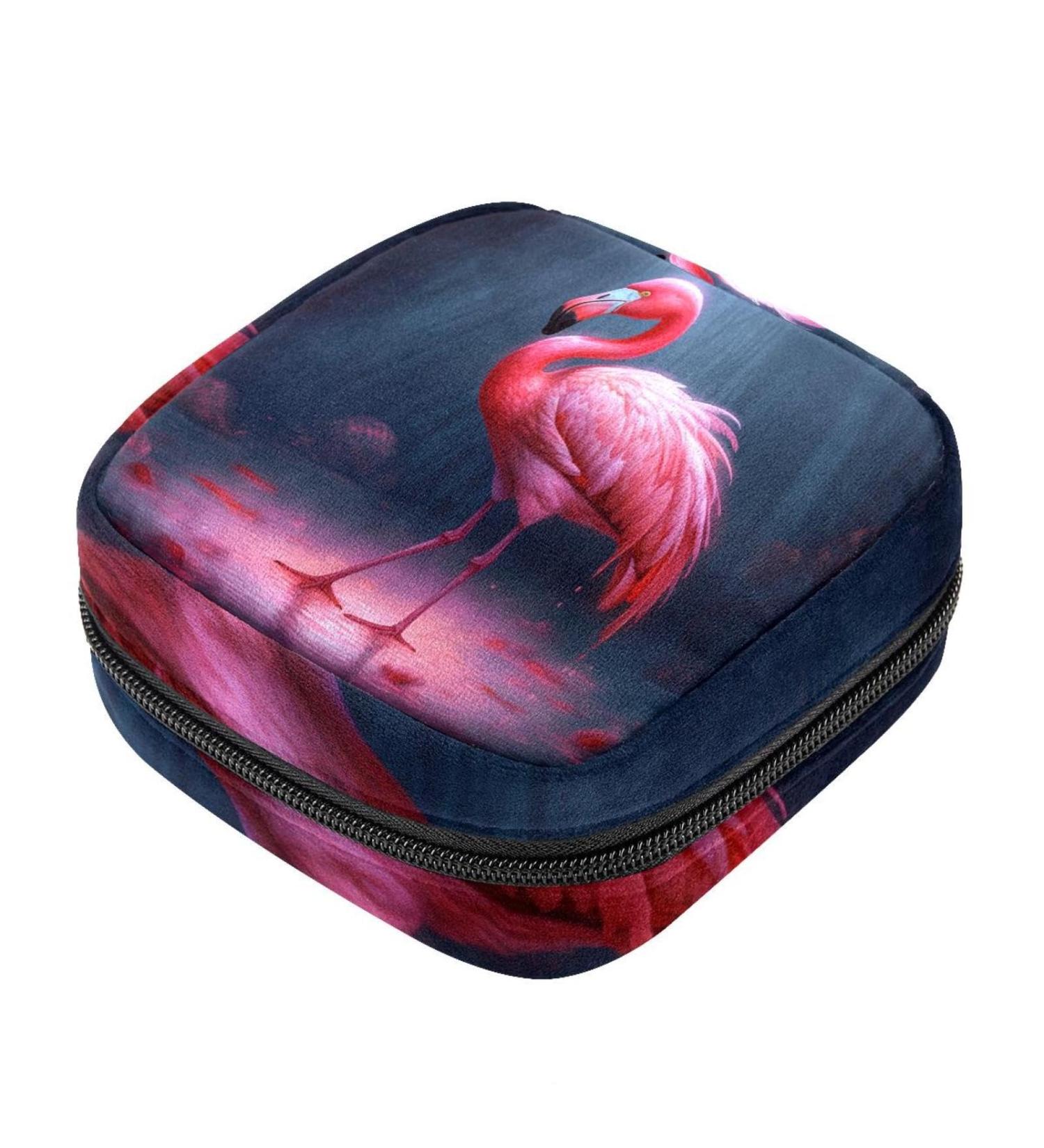 Flamingo Period Bag - Large Menstrual Cup Pouch & Sanitary Napkin Organizer - Buy Online on GoSupps.com