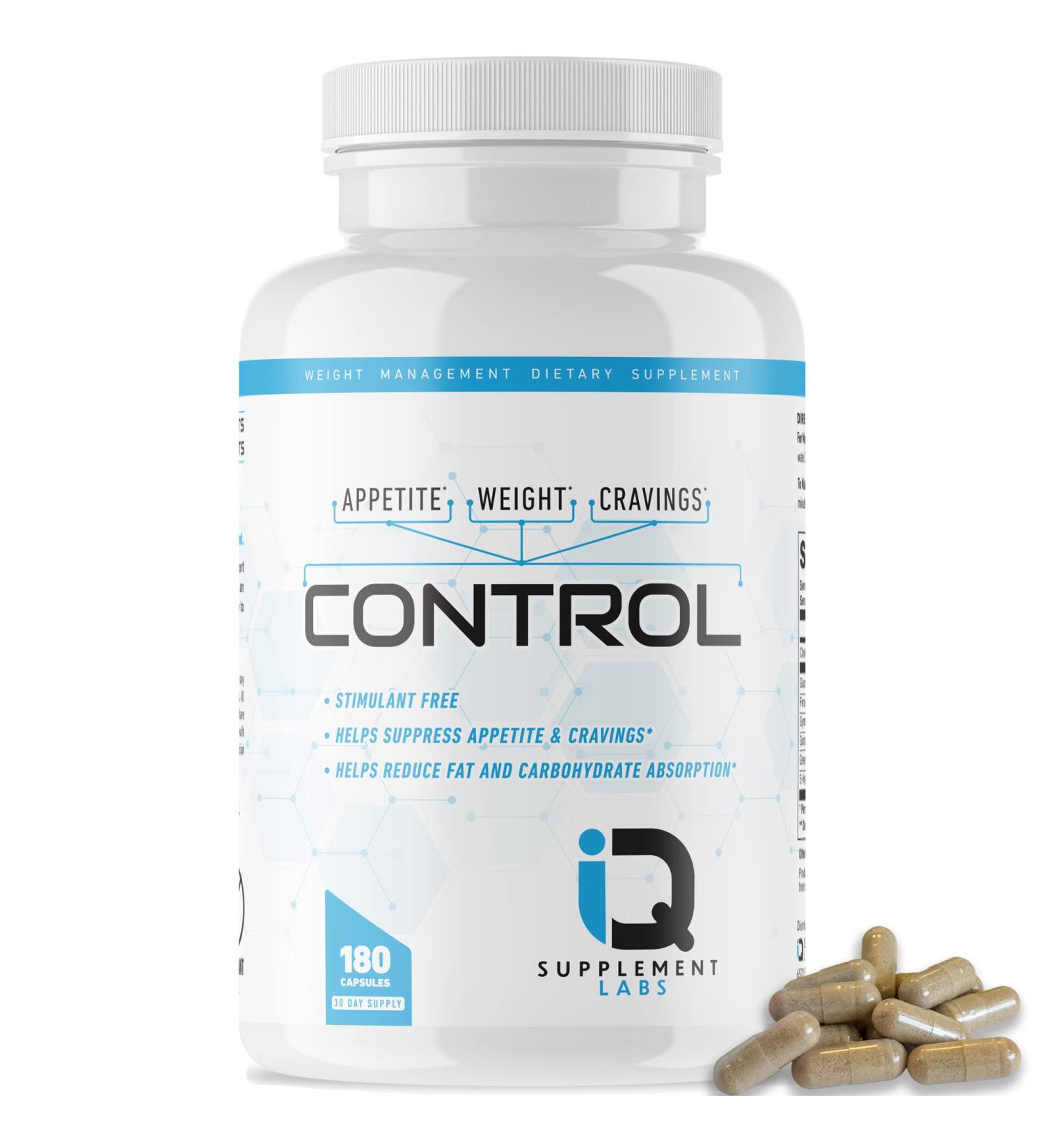 CONTROL Appetite Suppressant for Weight Loss | Fast Hunger Suppression & Carb Blocker | Reduce Cravings & Snacking | 180 Capsules - 30 Day Supply | Sugar & Stimulant Free - Buy Online on GoSupps.com