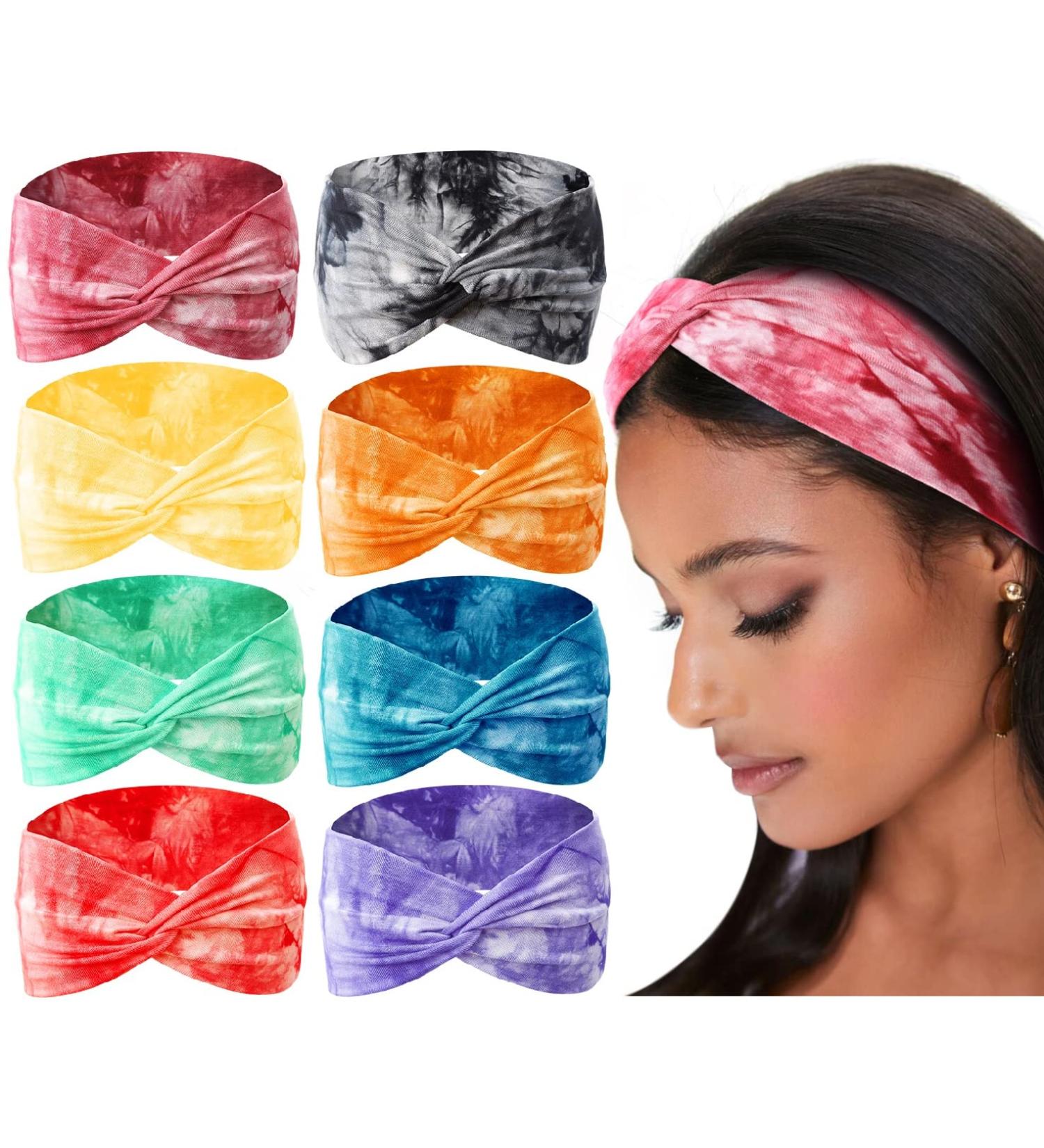 AKTVSHOW Tie Dye Turban Headbands for Women - Non Slip Twisted Wide Headwraps Set of 2, Fashion Hair Accessories for Girls with Short or Long Hair - Buy Online on GoSupps.com