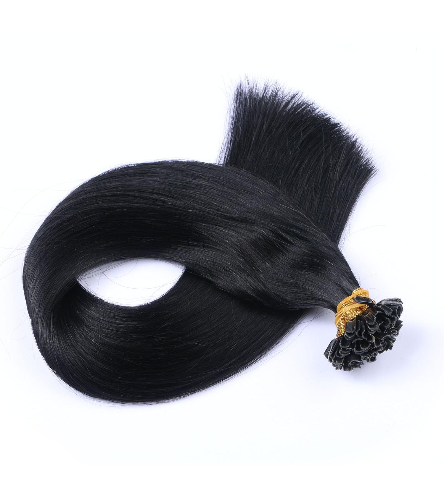 Keratin Bonding Hair Extensions - #1 Black 40cm 200 Strands 0.5g - 100% Remy Real Hair U-Tip by Novon - High Quality 100g - Buy Online on GoSupps.com