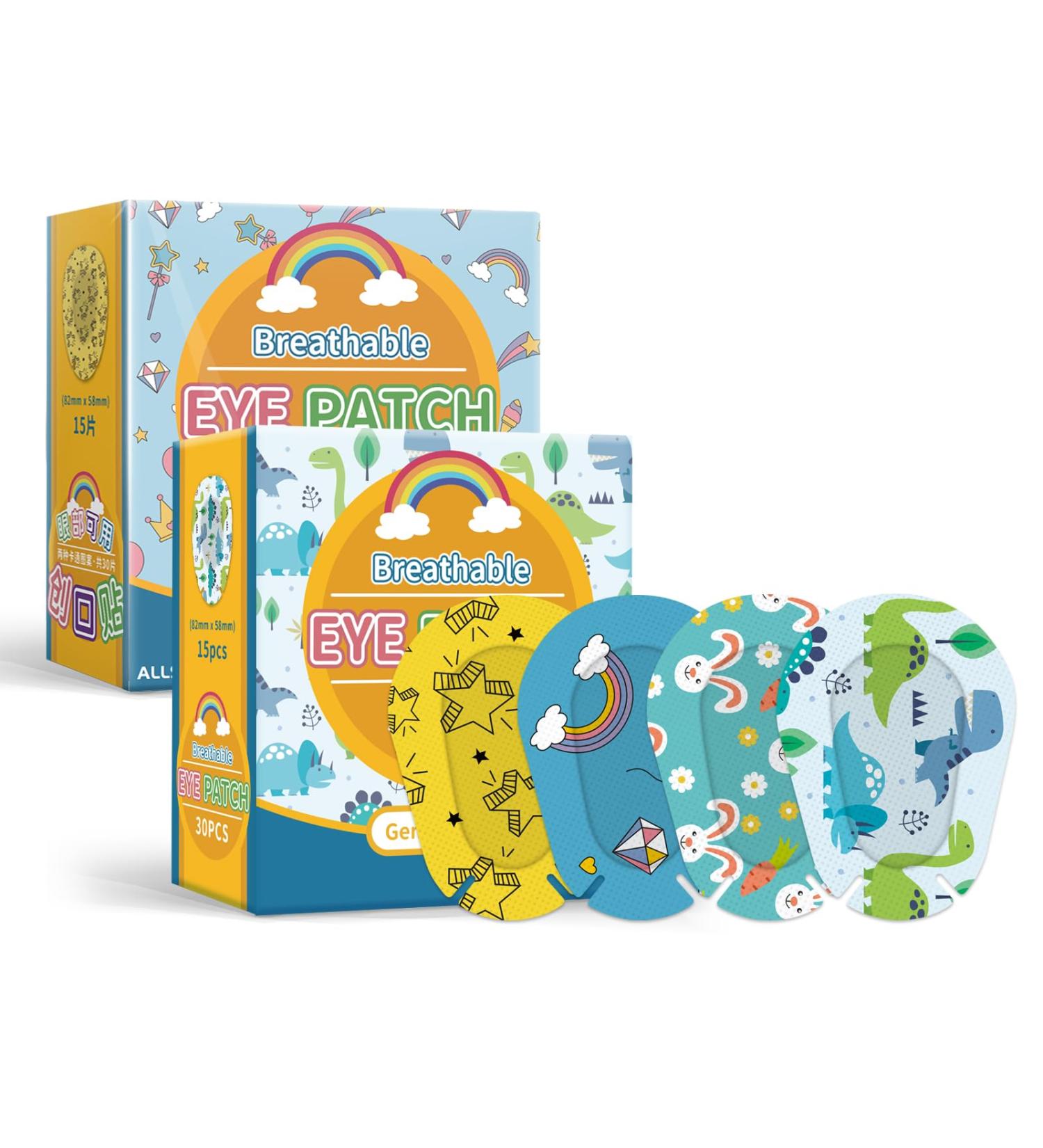 120pcs Kids Adhesion Eye Patches - Cartoon Breathable Cotton Bandages for Amblyopia & Cross Eye - International Shipping - Buy Online on GoSupps.com