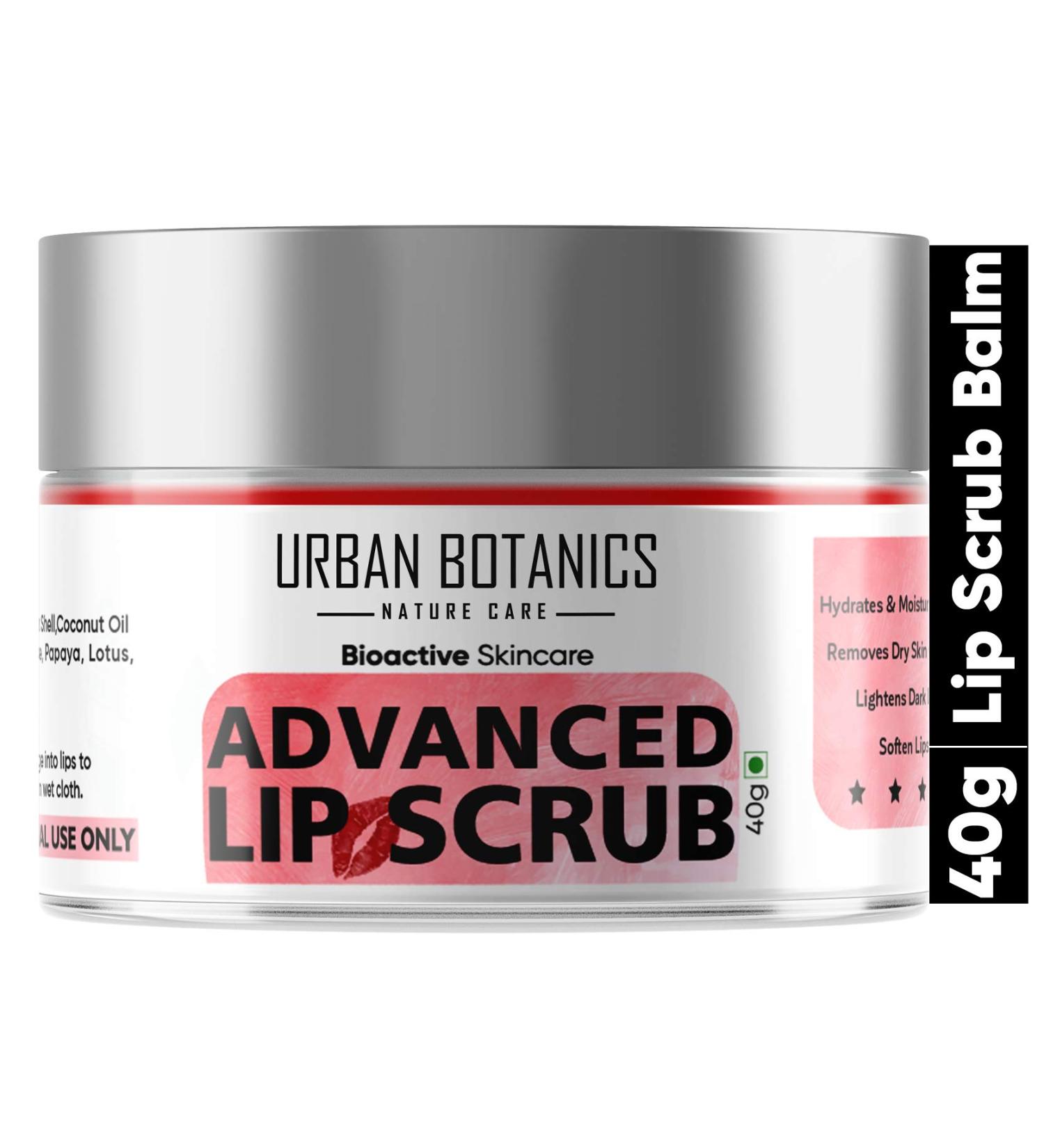 UrbanBotanics Advanced Lip Scrub Balm - Brightening Dark Lips Treatment for Men & Women - 40g Lip Care for Smokers Dry and Chapped Lips - Buy Online on GoSupps.com