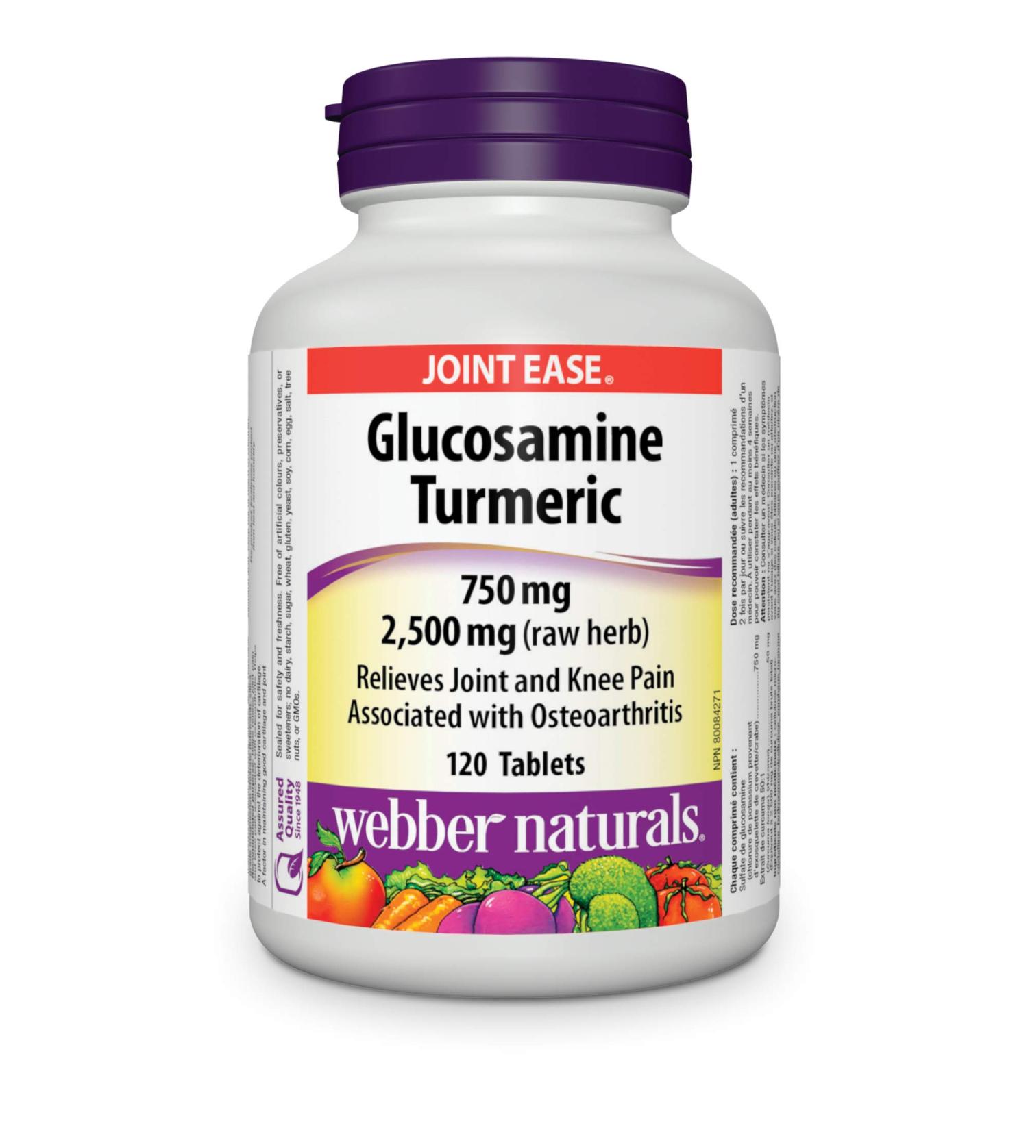 Webber Naturals Glucosamine with Turmeric 120 Tablets Digestion Joint and Antioxidant Support - Buy Online on GoSupps.com