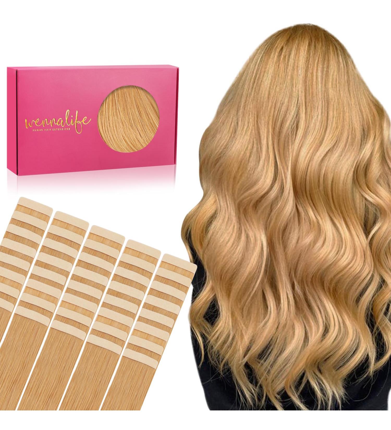 Salife Tape Extensions | Real Hair 40PCs 100g 16 Inch Strawberry Blonde | Invisible Tape In Extensions - Buy Online on GoSupps.com