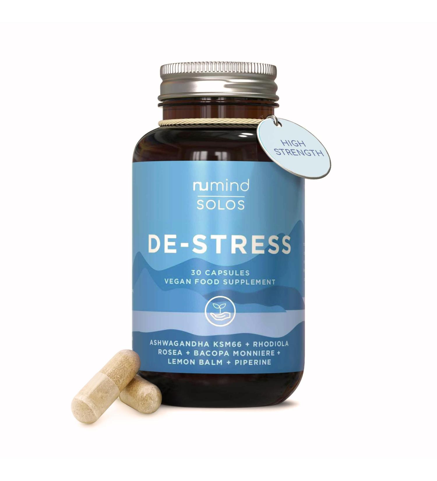 Nu Mind High Strength Ashwagandha Supplement with KSM 66 | Rhodiola Rosea, Bacopa Monnieri, Lemon Balm | 30 Capsules - Buy Online on GoSupps.com