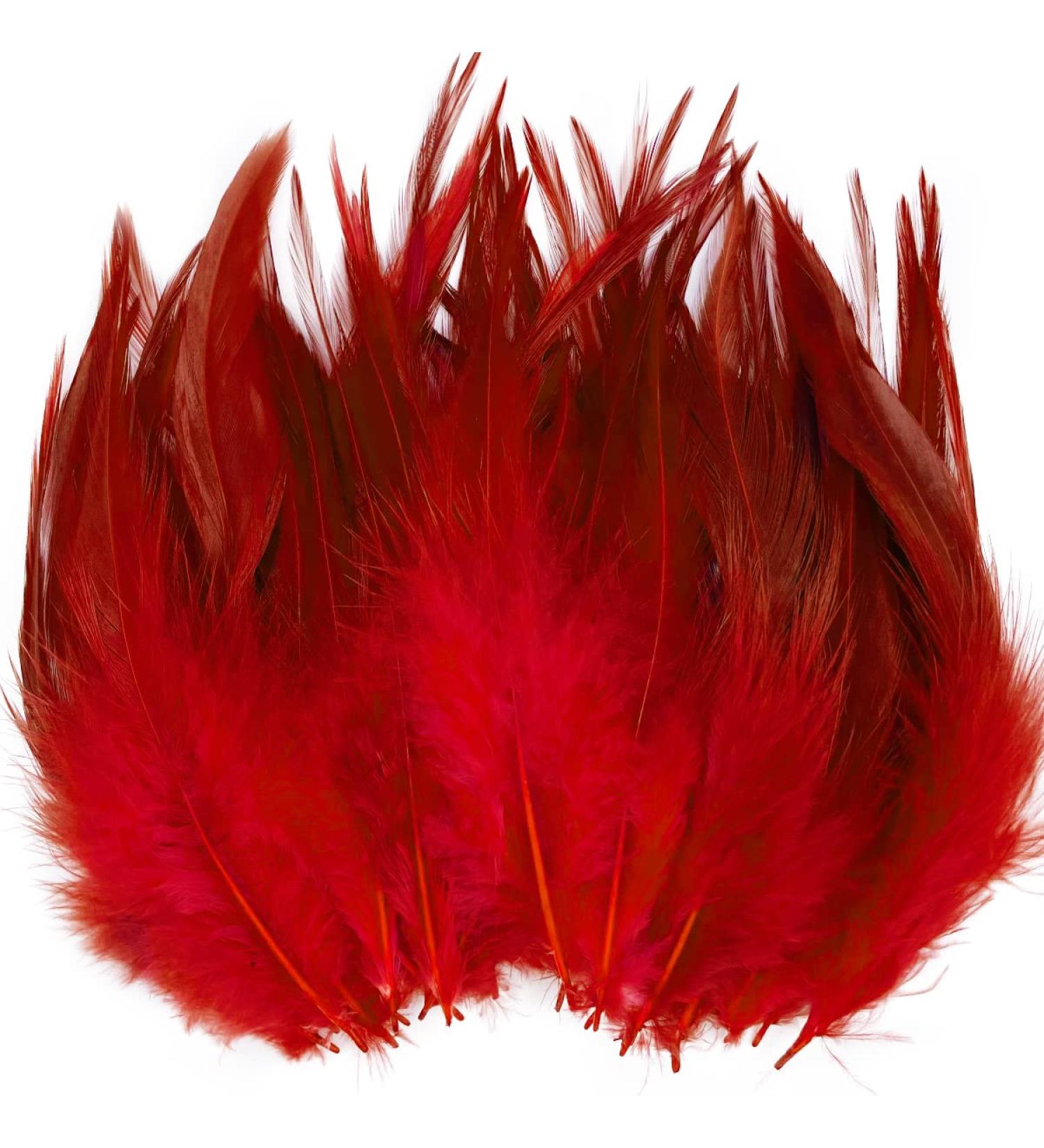 100pcs Red Rooster Saddle Hackle Feathers 5-7 Inch for Crafts & Jewelry Making - Buy Online on GoSupps.com