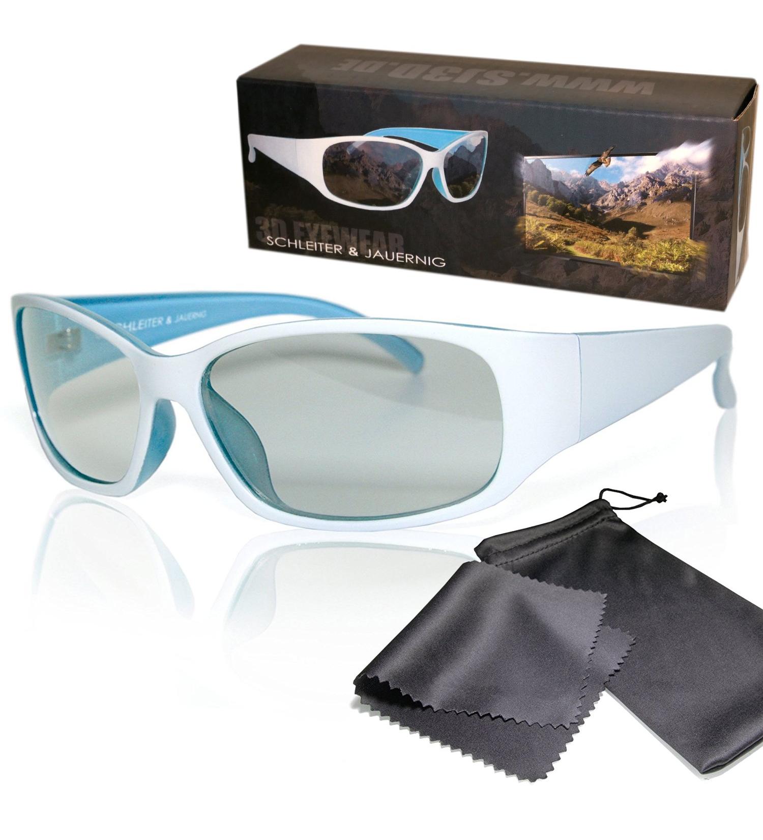 Buy SJ3D Polarized Passive 3D Glasses - Sporty White/Blue for LG Philips Sony & More - Includes Microfiber Bag & Cleaning Cloth - Buy Online on GoSupps.com