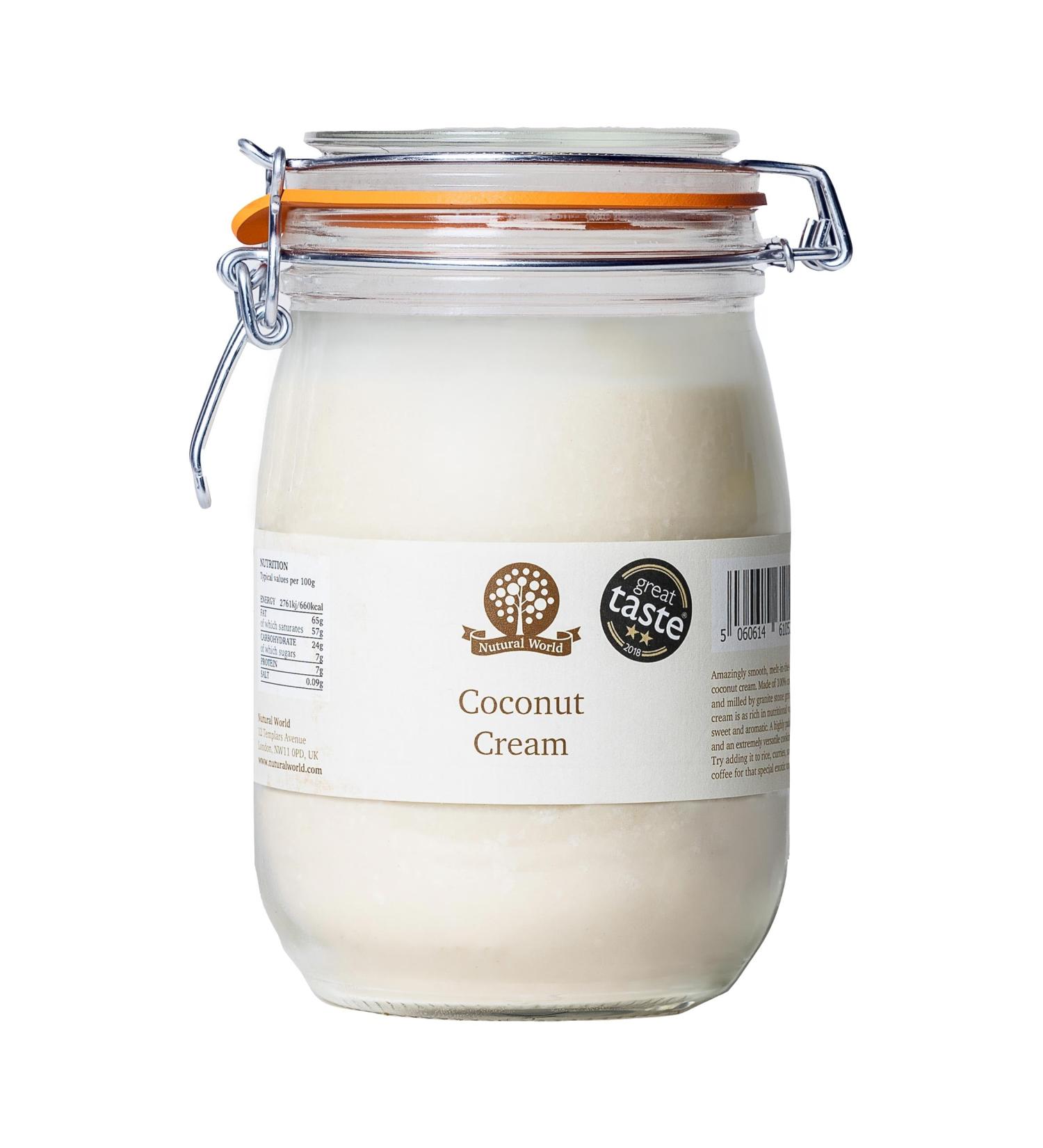 Nutural World - Coconut Cream (1kg) - *** Reusable Glass Jar *** Great Taste Award Winner - 100% Pure - Single Ingredient - Buy Online on GoSupps.com