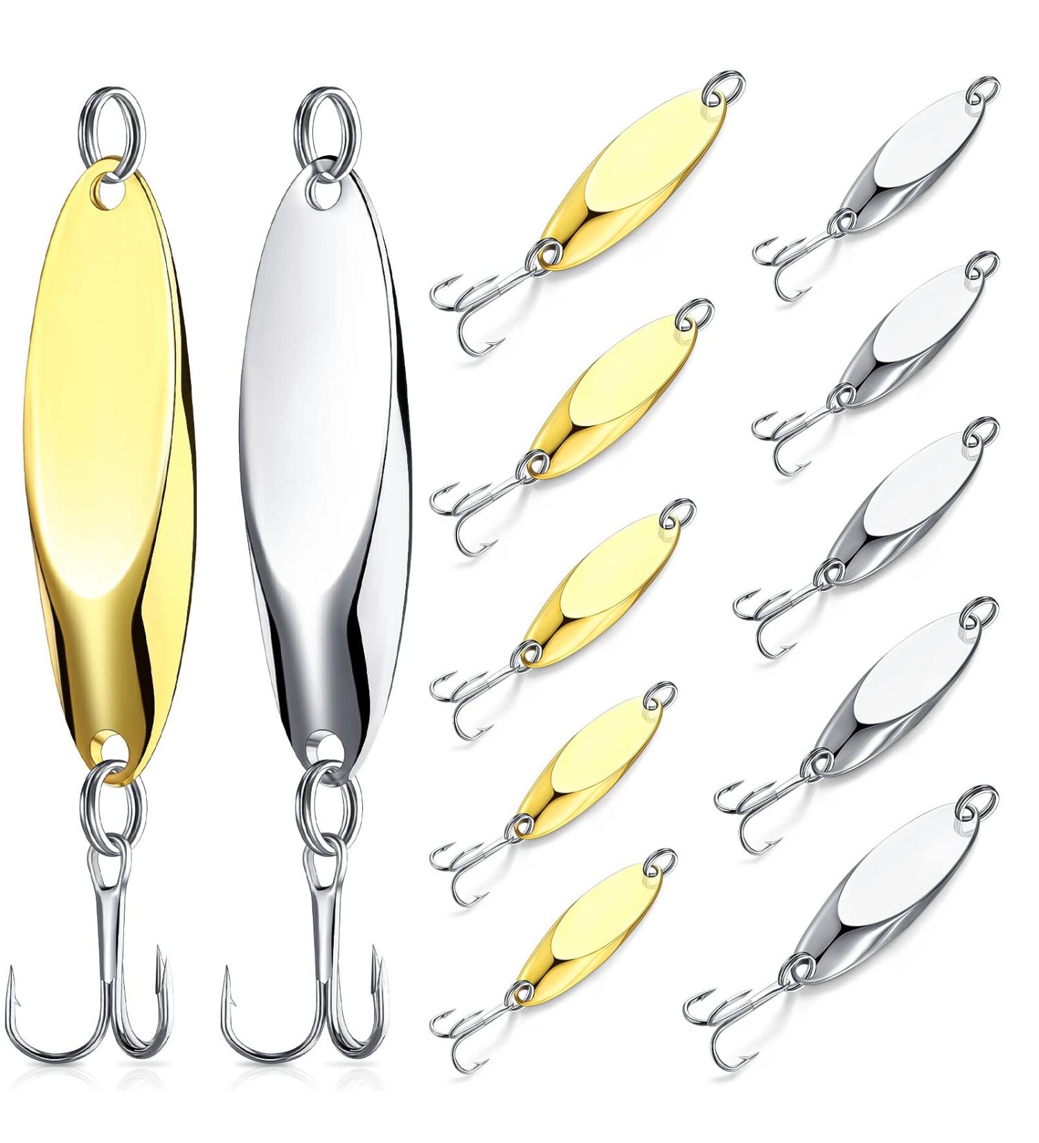 30 Pieces Fishing Spoons Lures  Treble Hooks Fishing Spoons Hard Metal Spoon Lures Spoons for Huge Distance Cast Saltwater Freshwater Fishing in 1/5 oz 1/4 oz 3/8 oz 1/2 oz 3/4 oz Gold Silver - Buy Online on GoSupps.com