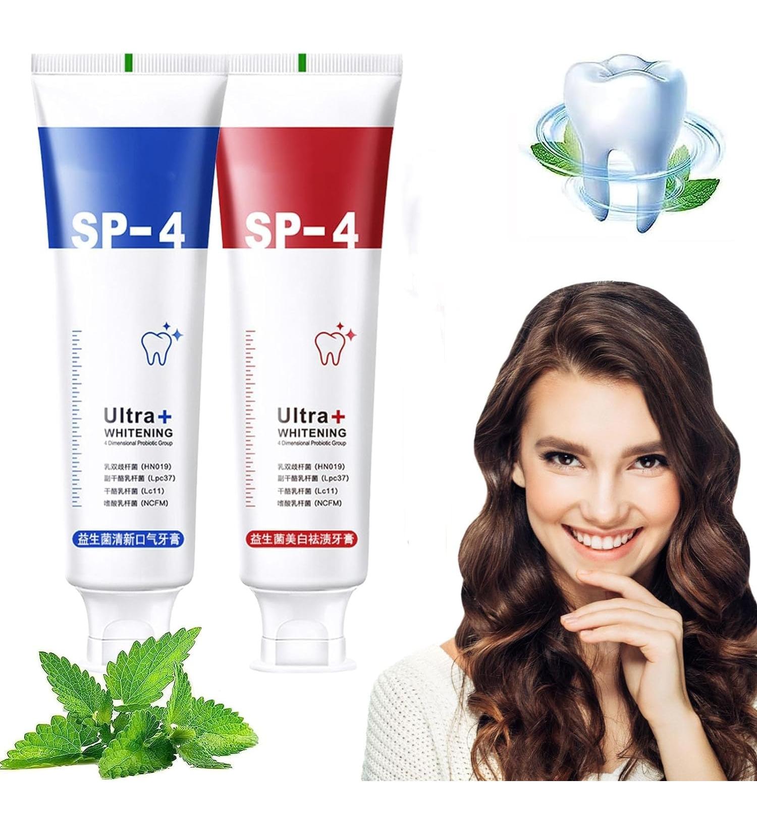 Whitening Toothpaste Set - SP-4 Probiotic Brightening & Deep Cleaning Care for Fresh Breath & Tartar Control - Buy Online on GoSupps.com