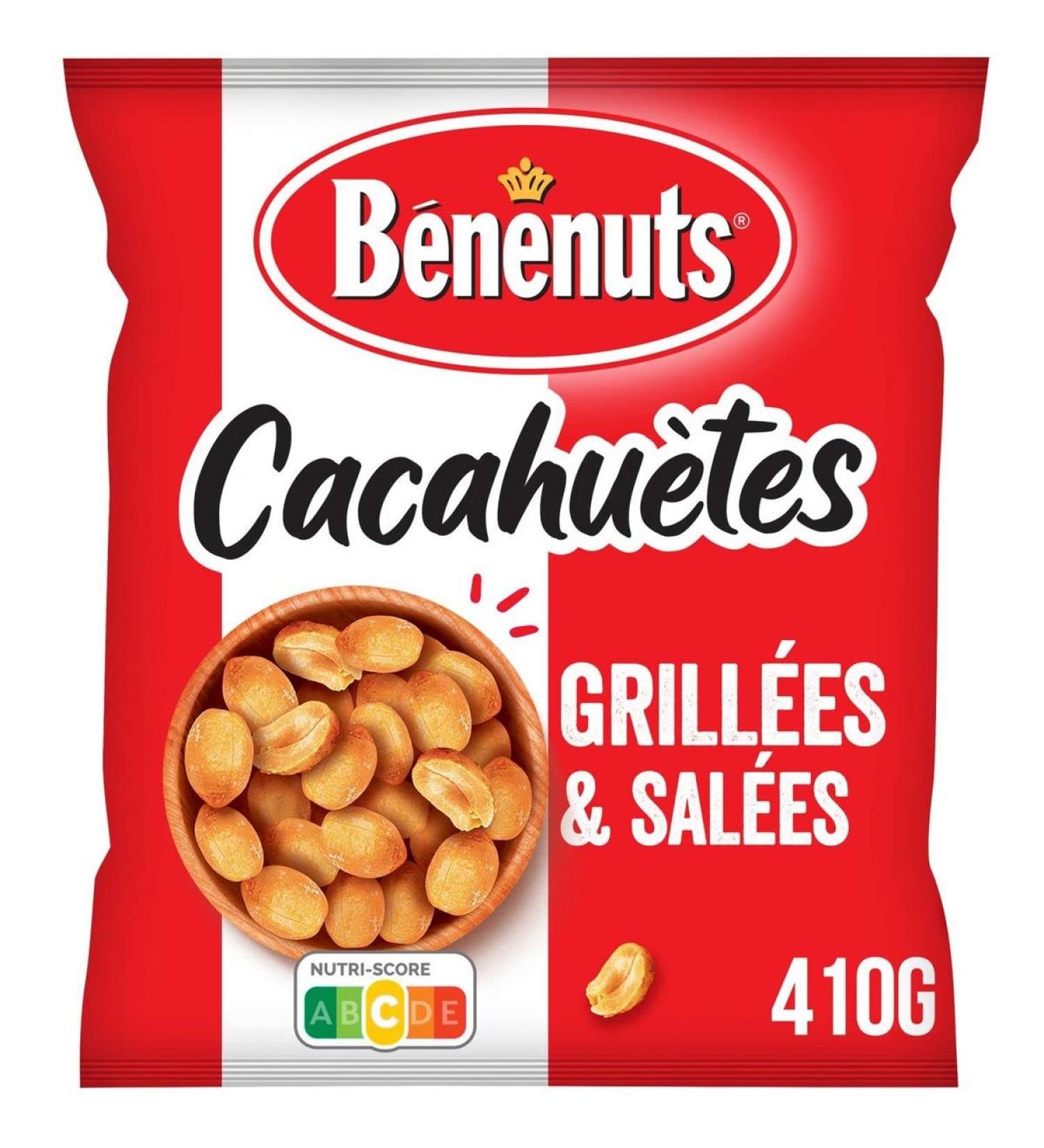 Lot de 3 unit s *** BENENUTS Cacahu tes d licatement sal es extra croquantes 410g