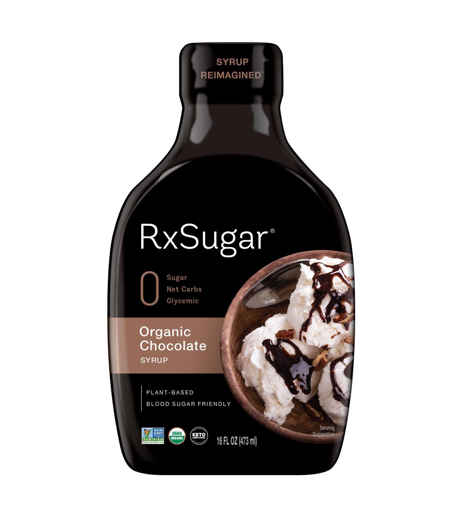 RxSugar Plant-Based Organic Chocolate Syrup 16 oz - 0 Sugar, 0 Net Carbs, Diabetes-Safe | Keto & Gluten-Free - Buy Online on GoSupps.com