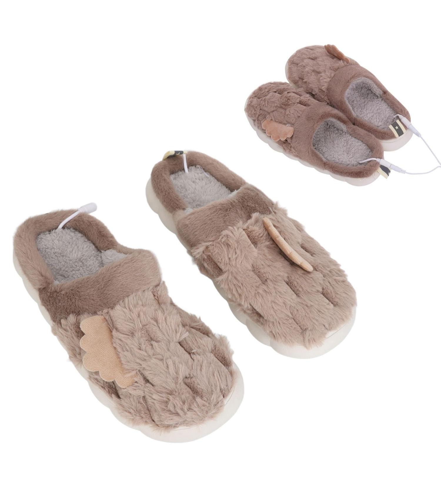 USB Heating Slippers for Men | Winter Electric Foot Warmers | Soft Non-Slip Comfort | Coffee Color - Buy Online on GoSupps.com
