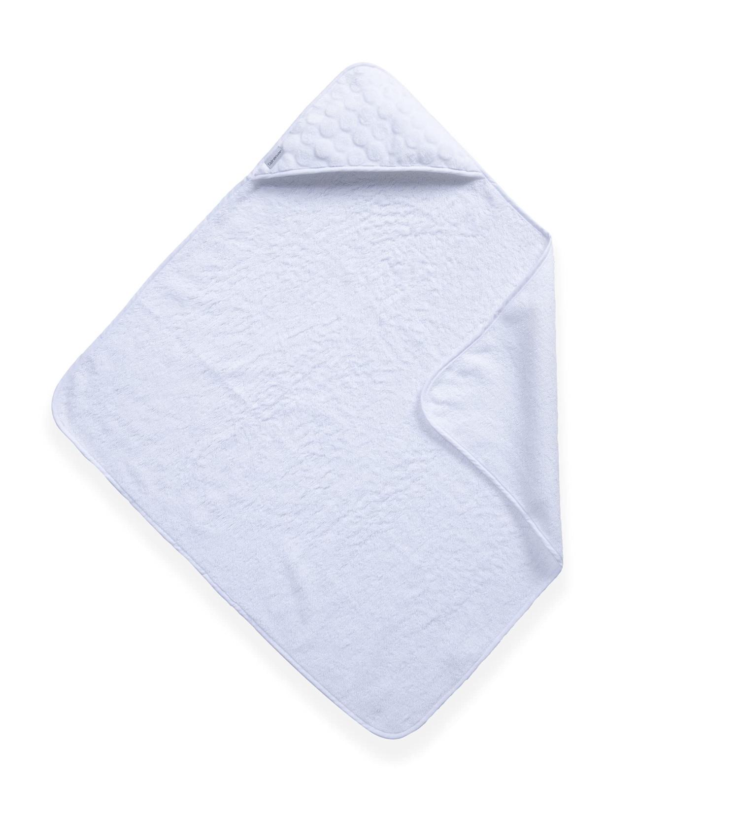 Clair de Lune Marshmallow Hooded Baby Bath Towel - 75x75 cm White - Soft Cotton/Terry - Ideal for Bath Time - Buy Online on GoSupps.com