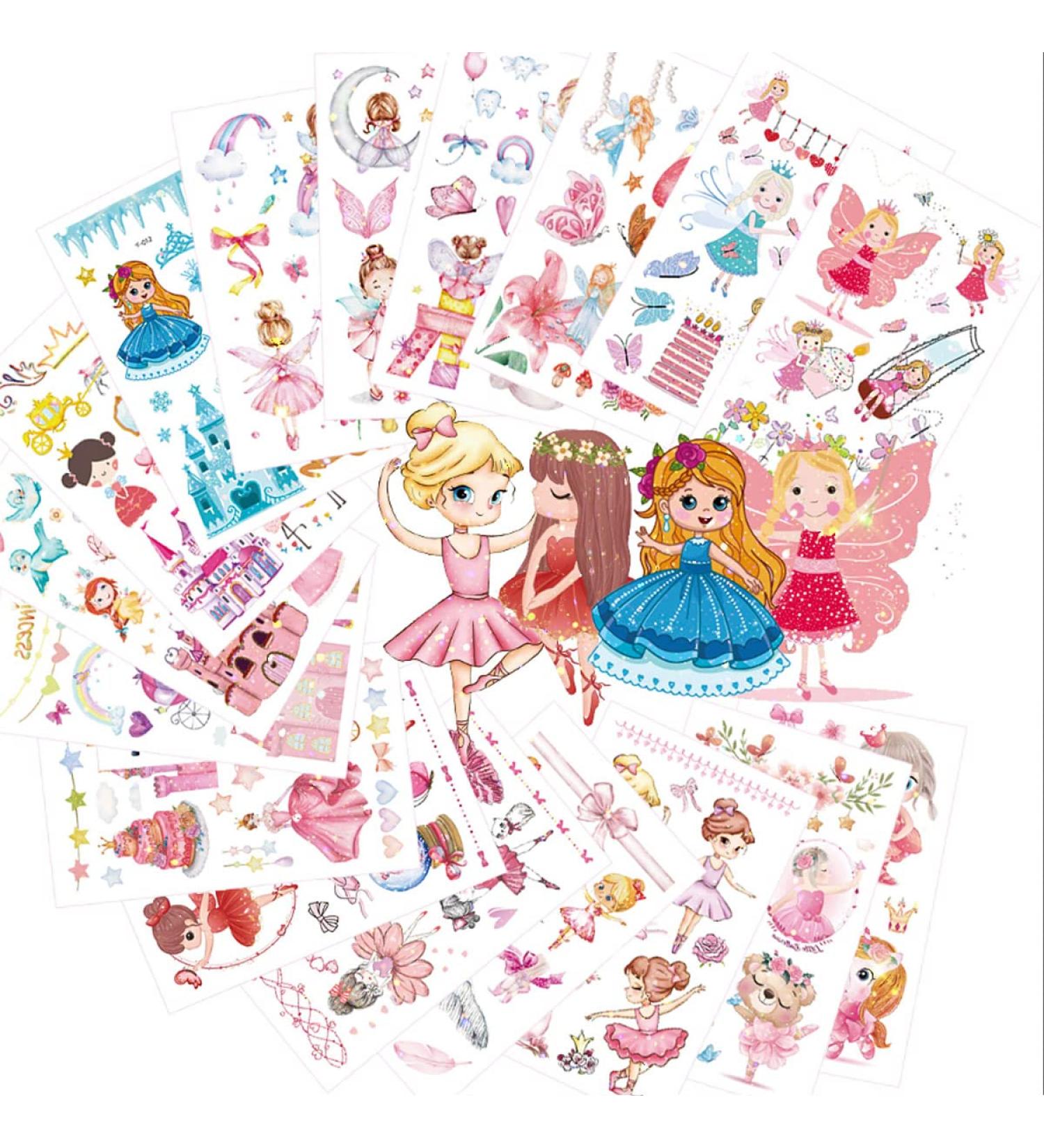 Princess Glitter Ballerina Temporary Tattoos for Girls - 18 Sheets | Ballet Dancing Girl Party Favors - Buy Online on GoSupps.com
