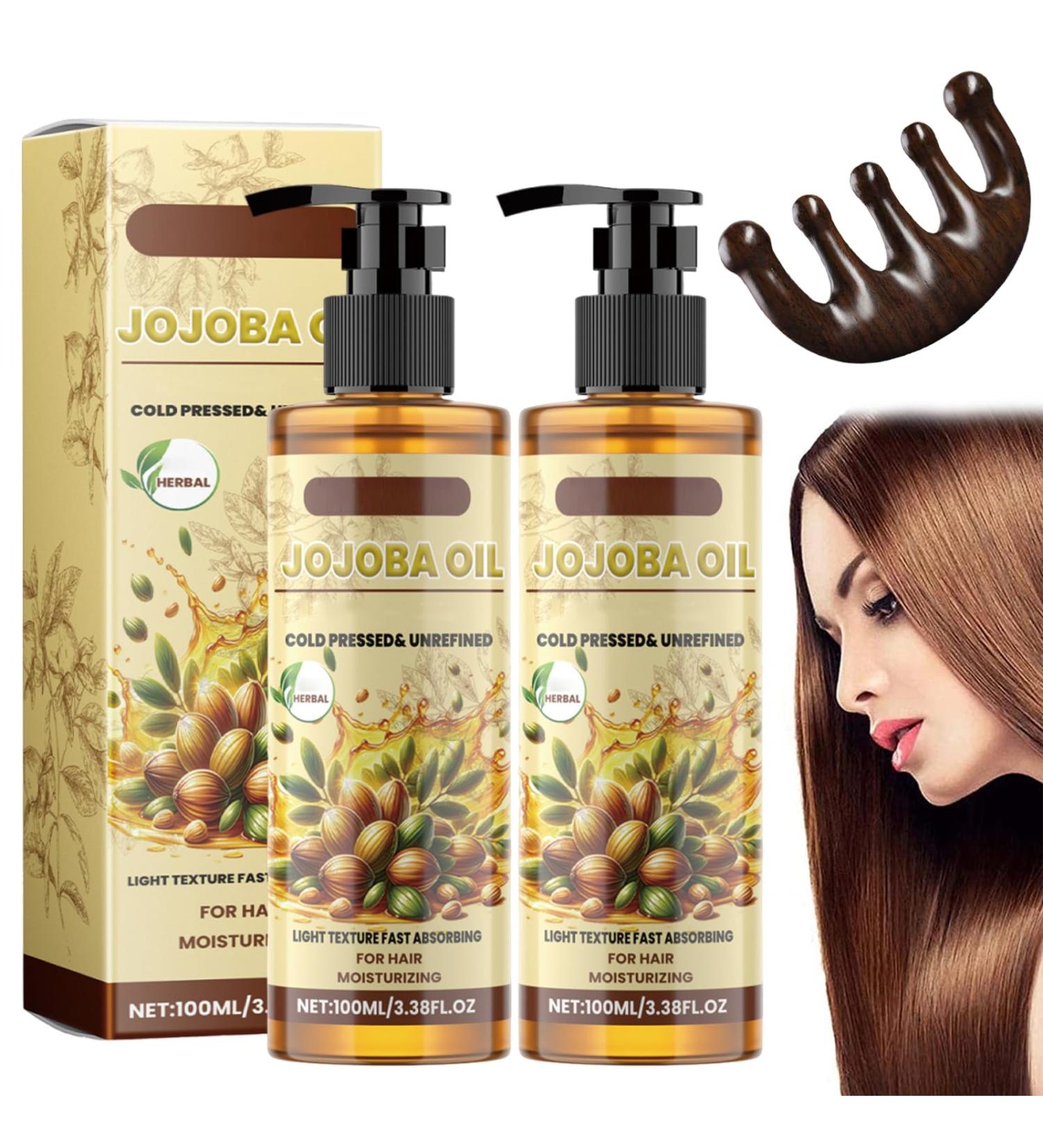 Jojoba Oil Organic Cold Pressed Unrefined Jojoba Oil Jojoba Oil for Nourishing and Strengthening Hair Hair Oil to Repair Dry and Damaged Hair (2pcs) - Buy Online on GoSupps.com