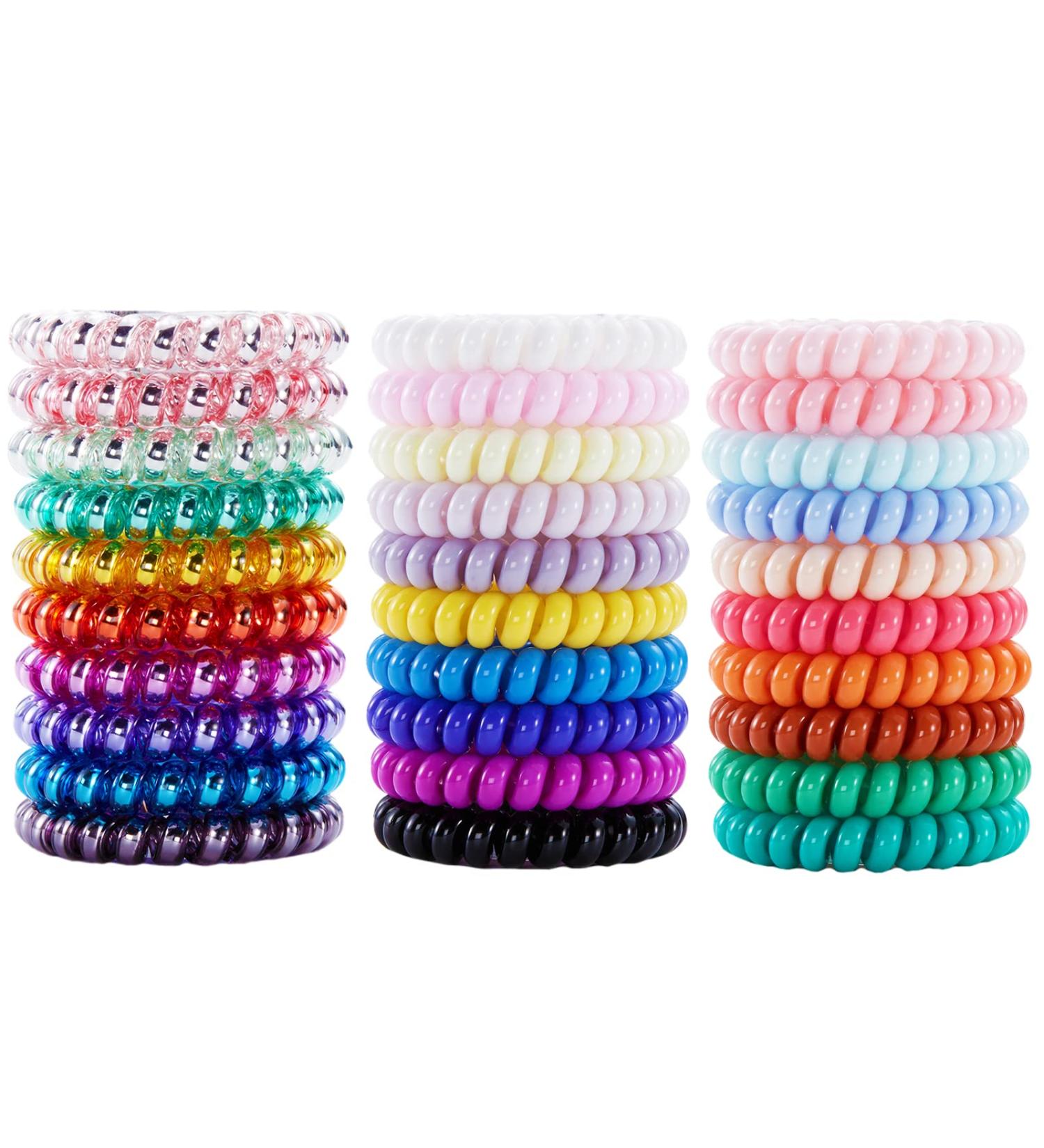 DeaLott 30Pcs Spiral Hair Ties - No Crease Elastic Coil Ties for Girls, Women, and Teens - Large Size 30 Colors - Buy Online on GoSupps.com