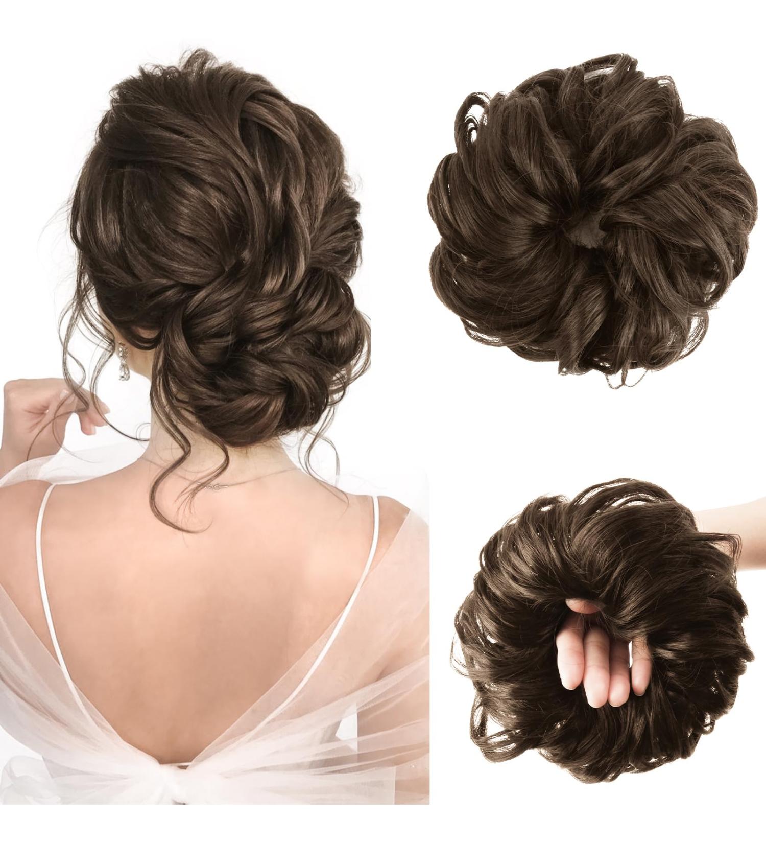 Vlasy Messy Bun Hair Piece - Curly Wavy Scrunchies Extension Chignon - Synthetic Updo for Girls (6# 60g) - Buy Online on GoSupps.com