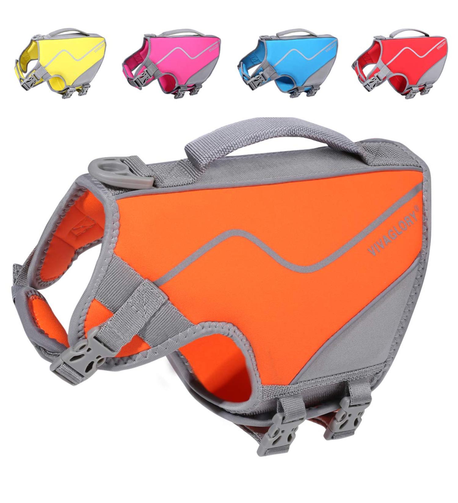 Vivaglory Sporty Durable Pet Security Vest for Dogs - Comfortable Neoprene Rescue Vests with Velcro Fastener Orange - Small (Chest 46-56cm) - Buy Online on GoSupps.com