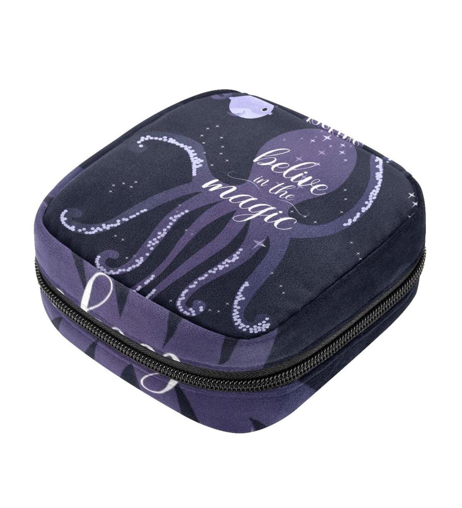 Womens Napkin Storage Pocket | Marine Space Animal Design | Portable Menstrual Cup & Bandage Bags for First Period - Buy Online on GoSupps.com